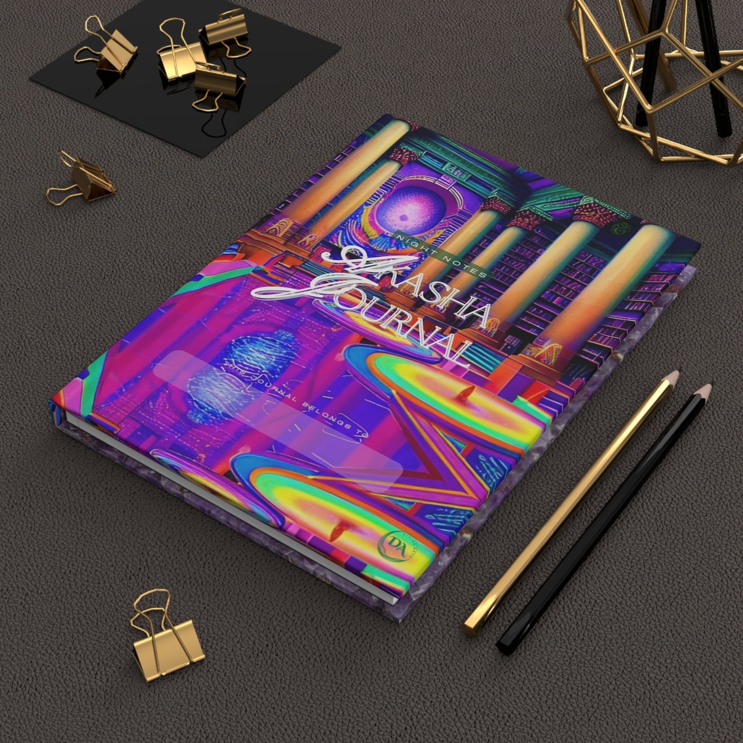 Amethyst Akasha Hardcover Journal โ Crystal-Galaxy Night Notes Notebook by Divine Arts