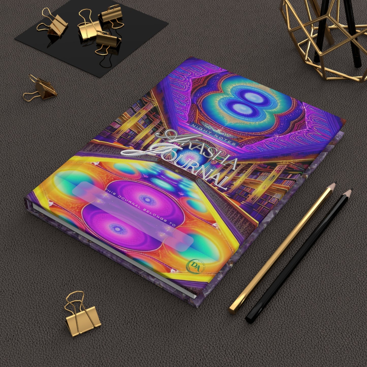Amethyst Akasha Hardcover Journal โ Crystal-Galaxy Night Notes Notebook by Divine Arts