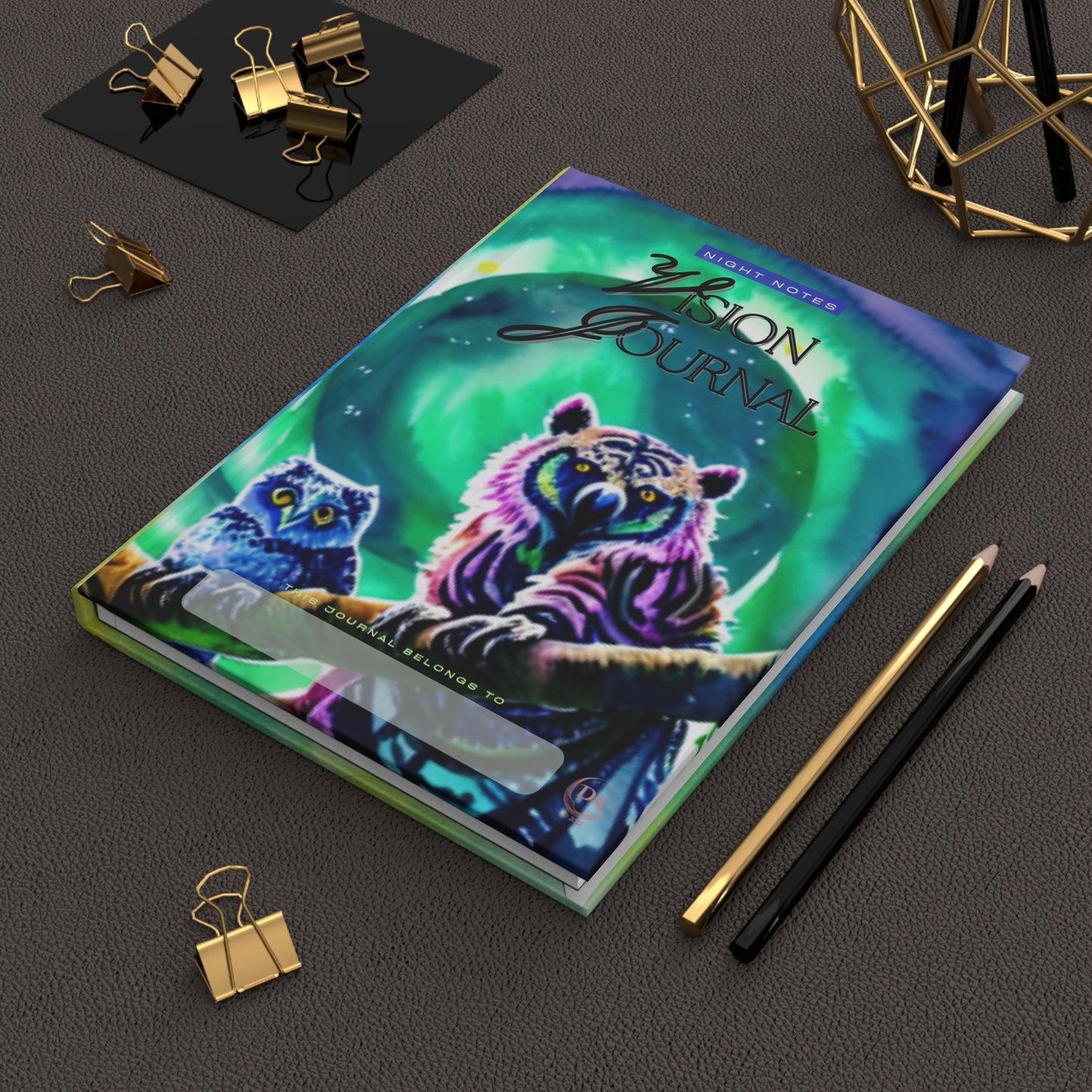 Vision Journal Hardcover โ Cosmic Owls Night Notes Notebook by Divine Arts