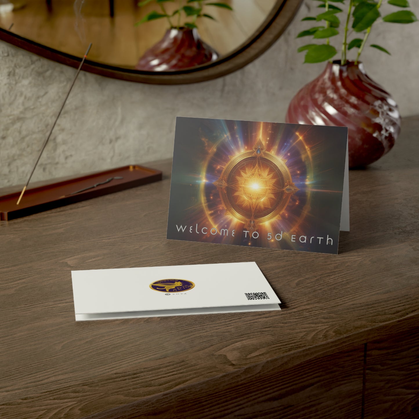 Greeting Cards (10, 30, & 50, 5" x 7" Double Coated), Earth 5D, Merkaba Art, Earth Chakra, Golden Age, Ascension, Digital Art, Christmas, Holiday Earth Day, Rumi Sufi Mystic Inspirational Poetry Quotes, Gift for Him or Her, by Divine Arts