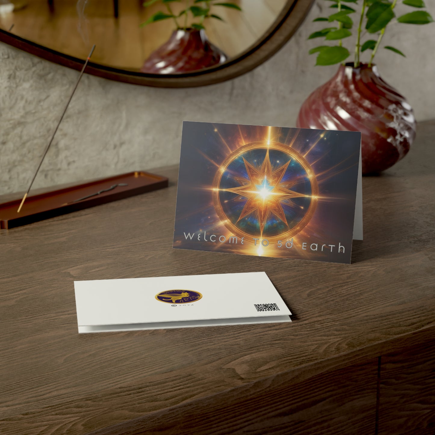 Greeting Cards (10, 30, & 50, 5" x 7" Double Coated), Earth 5D, Merkaba Art, Earth Chakra, Golden Age, Ascension, Digital Art, Christmas, Holiday Earth Day, Rumi Sufi Mystic Inspirational Poetry Quotes, Gift for Him or Her, by Divine Arts