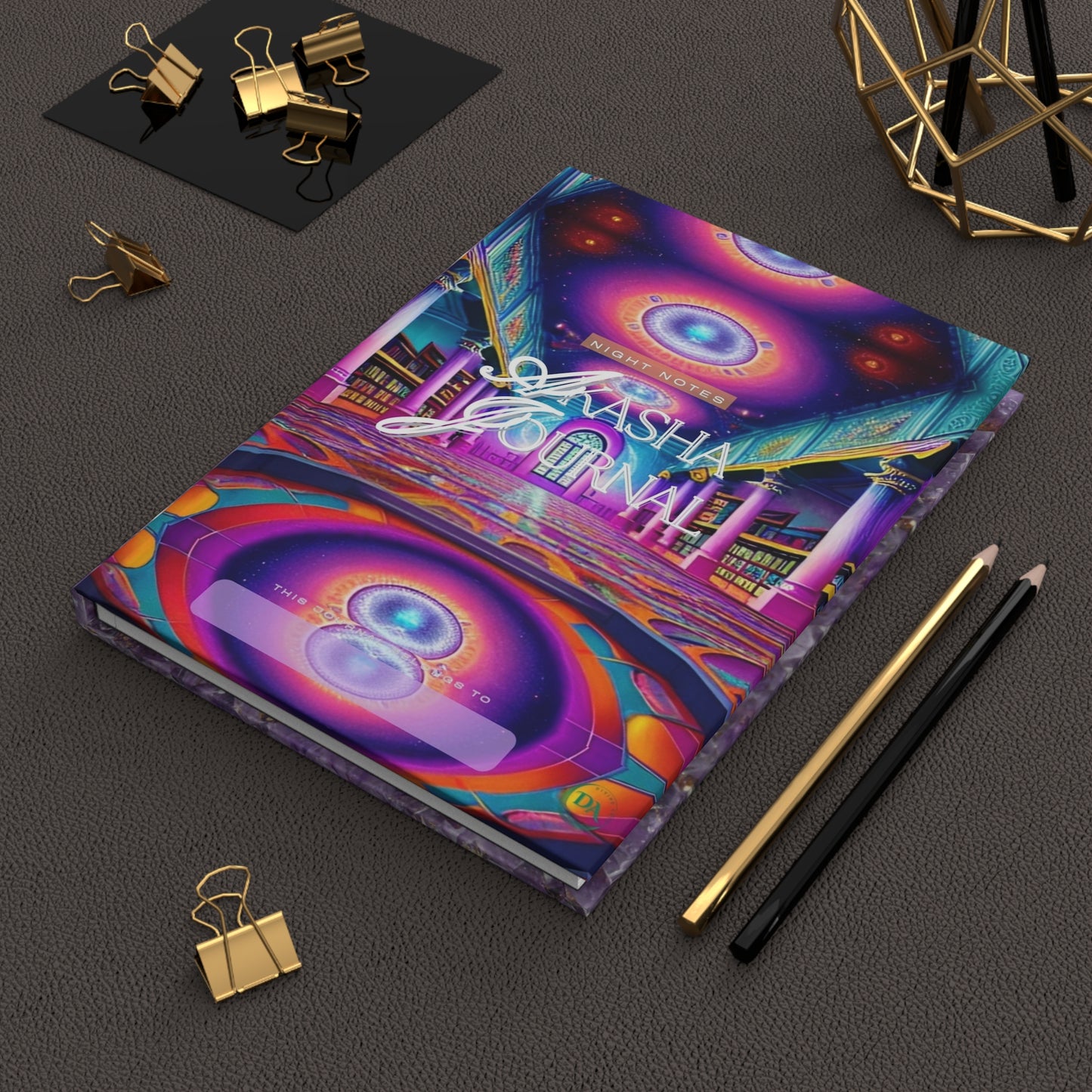 Akasha Hardcover Journal ā Psychedelic Crystal Night Notes Notebook by Divine Arts