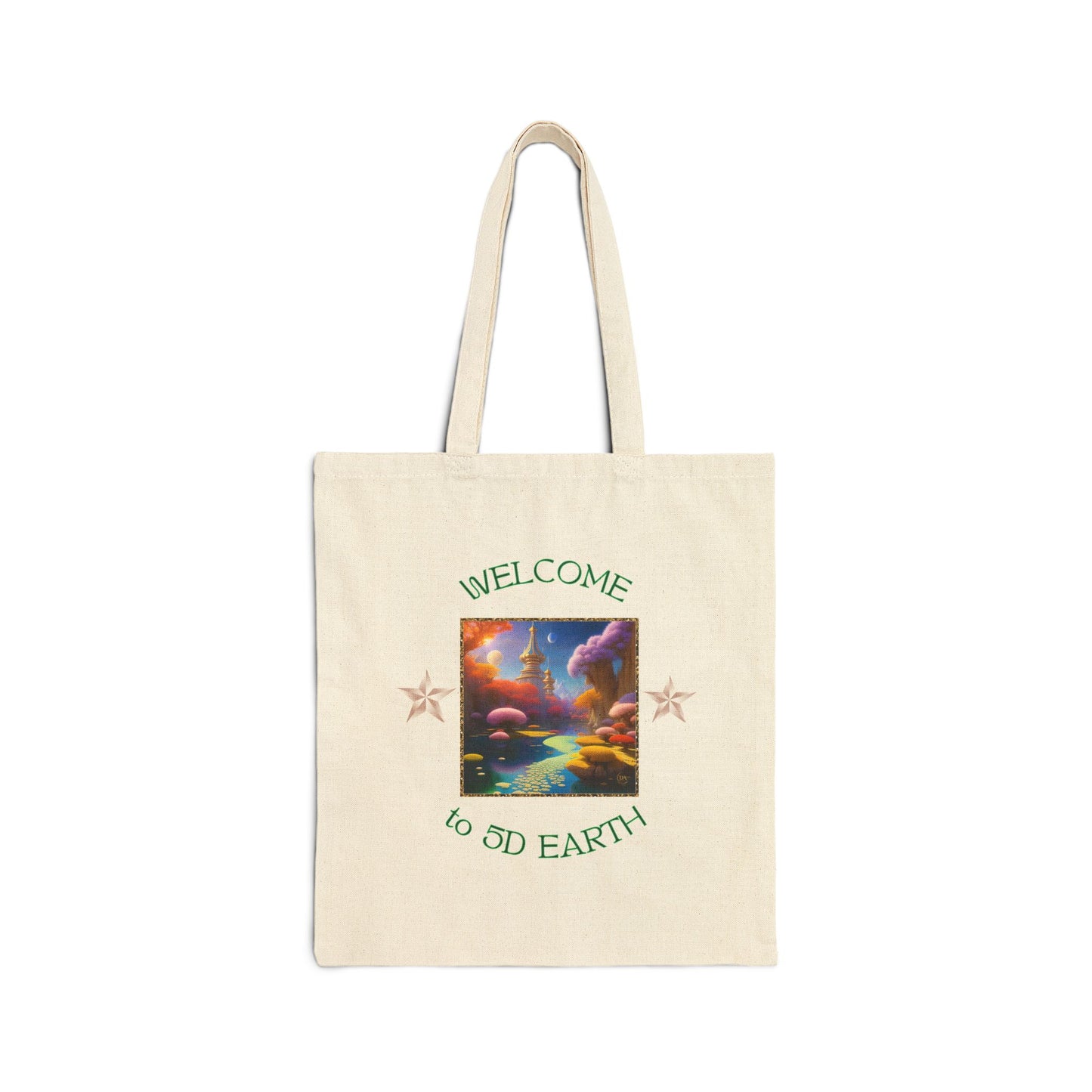 Divine Arts 100% Cotton Canvas Compact Lightweight Spiritual Fantasy Utopia Earth 5D Freedom Ascension Art Tote Bag