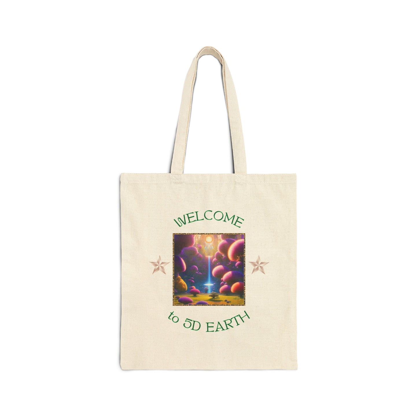Divine Arts 100% Cotton Canvas Compact Lightweight Spiritual Fantasy Utopia Earth 5D Freedom Ascension Art Tote Bag