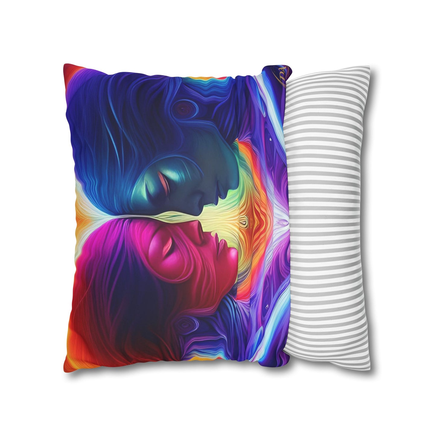 Divine Arts Psychedelic Fantasy Hierogamic Divine Union Kingdom Within Double-Sided Print Rainbow Colors Faux Suede Square Pillow Cover