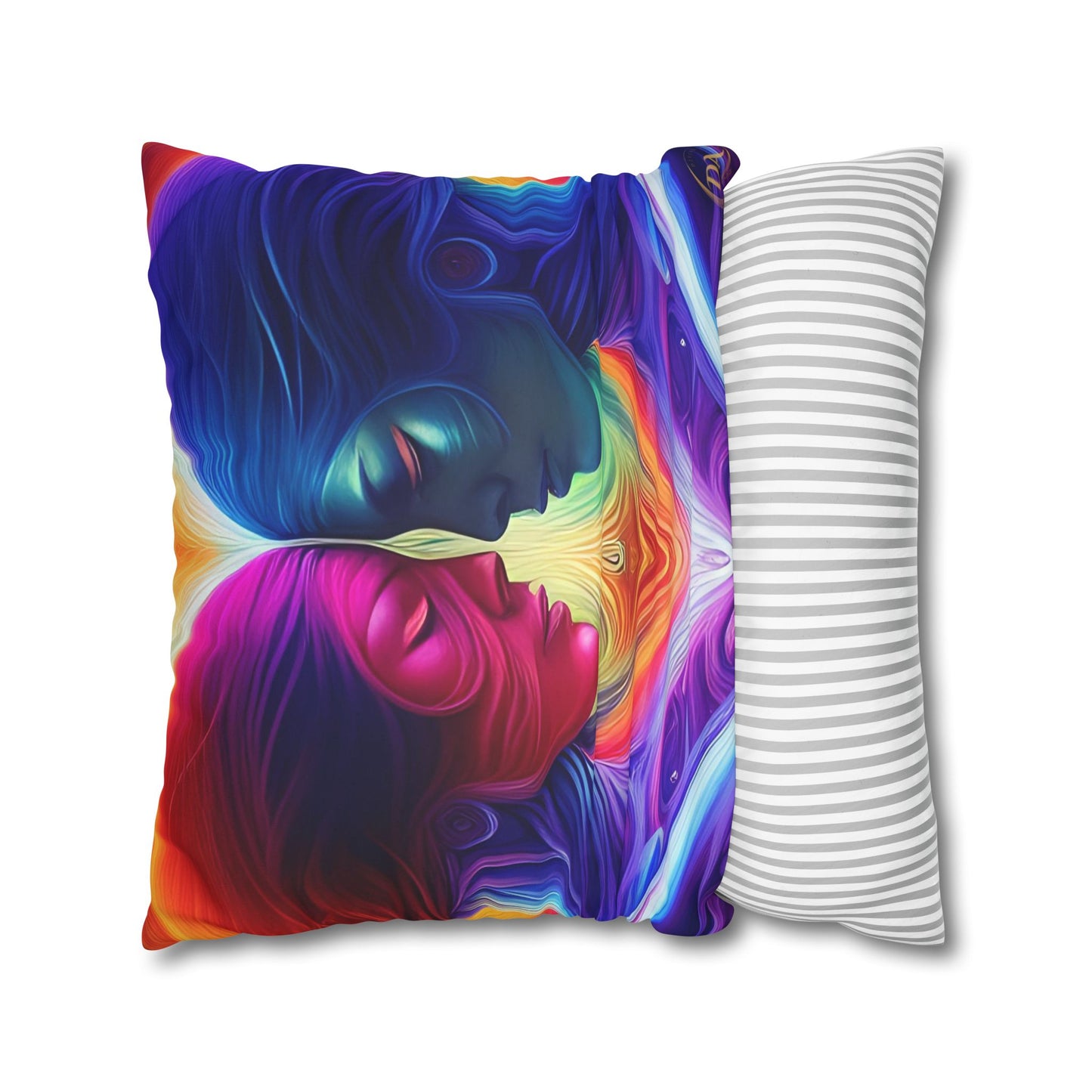 Divine Arts Psychedelic Fantasy Hierogamic Divine Union Kingdom Within Double-Sided Print Rainbow Colors Faux Suede Square Pillow Cover