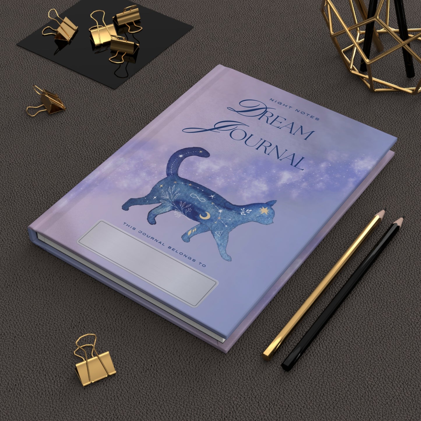 Dream Journal Hardcover — Celestial Cat Night Notes Notebook by Divine Arts
