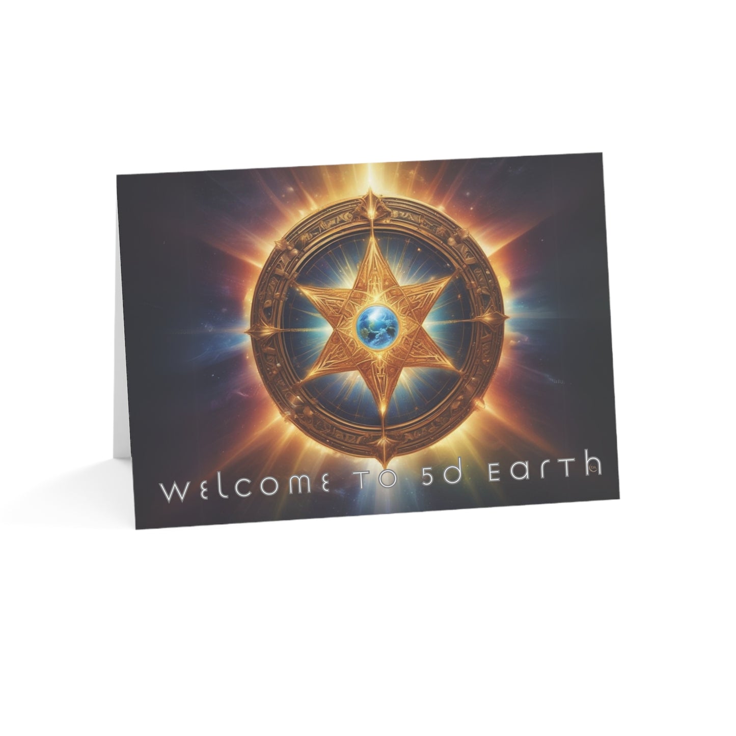 Greeting Cards (10, 30, & 50, 5" x 7" Double Coated), Earth 5D, Merkaba Art, Earth Chakra, Golden Age, Ascension, Digital Art, Christmas, Holiday Earth Day, Rumi Sufi Mystic Inspirational Poetry Quotes, Gift for Him or Her, by Divine Arts