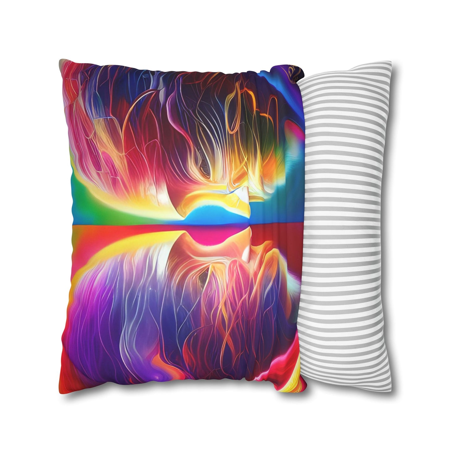 Divine Arts Psychedelic Fantasy Hierogamic Divine Union Kingdom Within Double-Sided Print Rainbow Colors Faux Suede Square Pillow Cover
