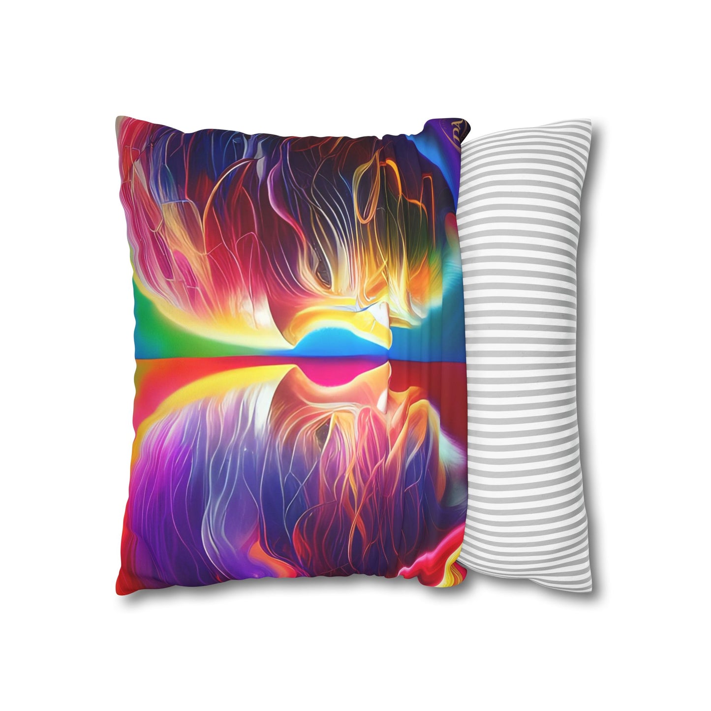 Divine Arts Psychedelic Fantasy Hierogamic Divine Union Kingdom Within Double-Sided Print Rainbow Colors Faux Suede Square Pillow Cover