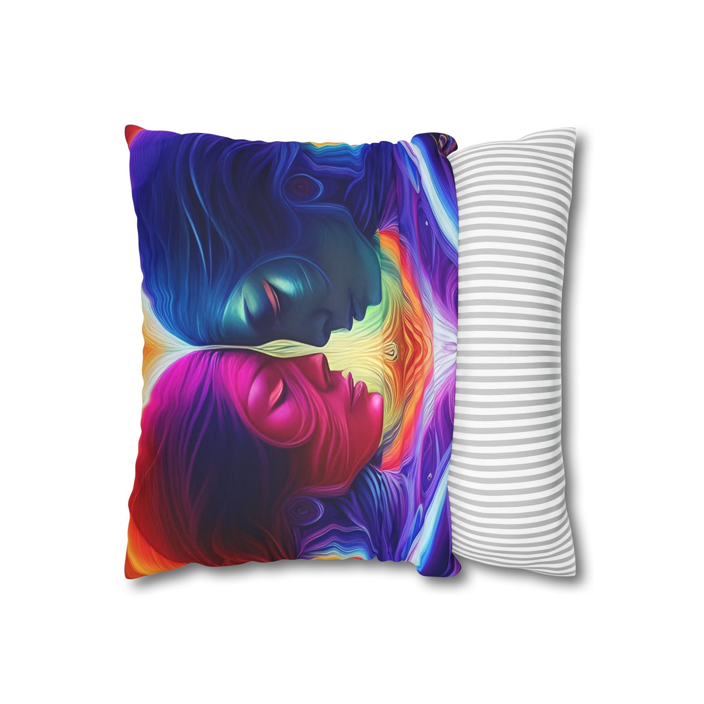 Divine Arts Psychedelic Fantasy Hierogamic Divine Union Kingdom Within Double-Sided Print Rainbow Colors Faux Suede Square Pillow Cover