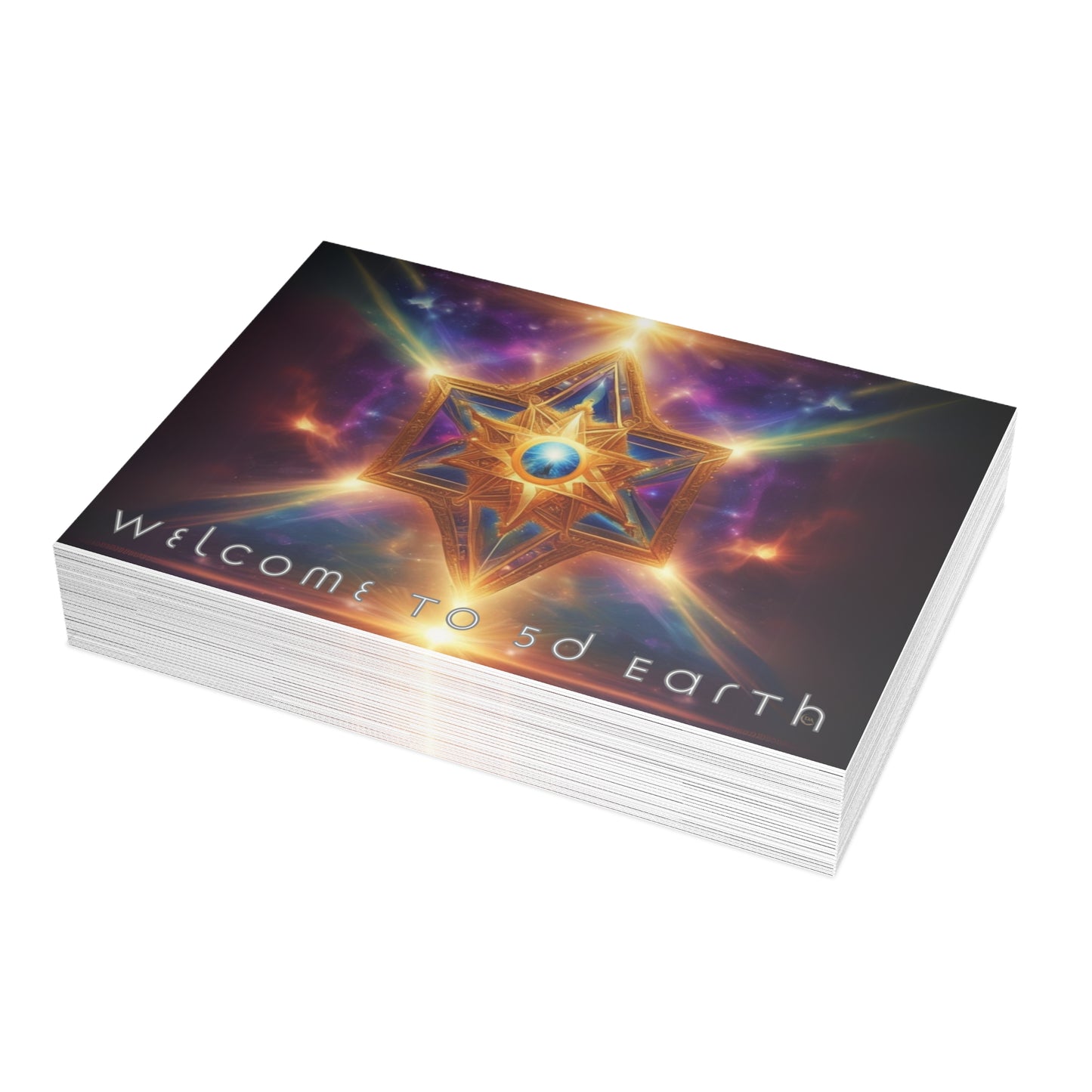 Greeting Cards (10, 30, & 50, 5" x 7" Double Coated), Earth 5D, Merkaba Art, Earth Chakra, Golden Age, Ascension, Digital Art, Christmas, Holiday Earth Day, Rumi Sufi Mystic Inspirational Poetry Quotes, Gift for Him or Her, by Divine Arts