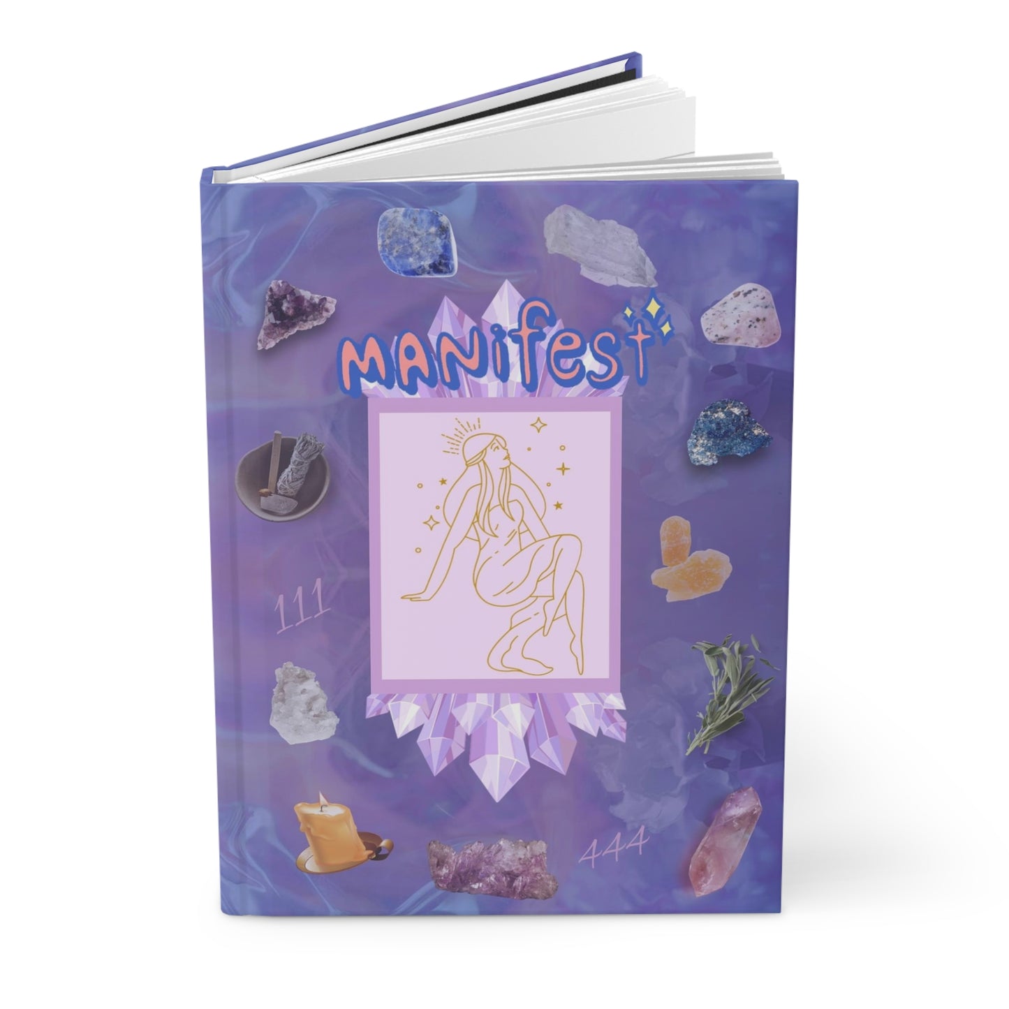Manifest Journal — Purple Crystal Hardcover Notebook for Gratitude & Intention Setting by Divine Arts