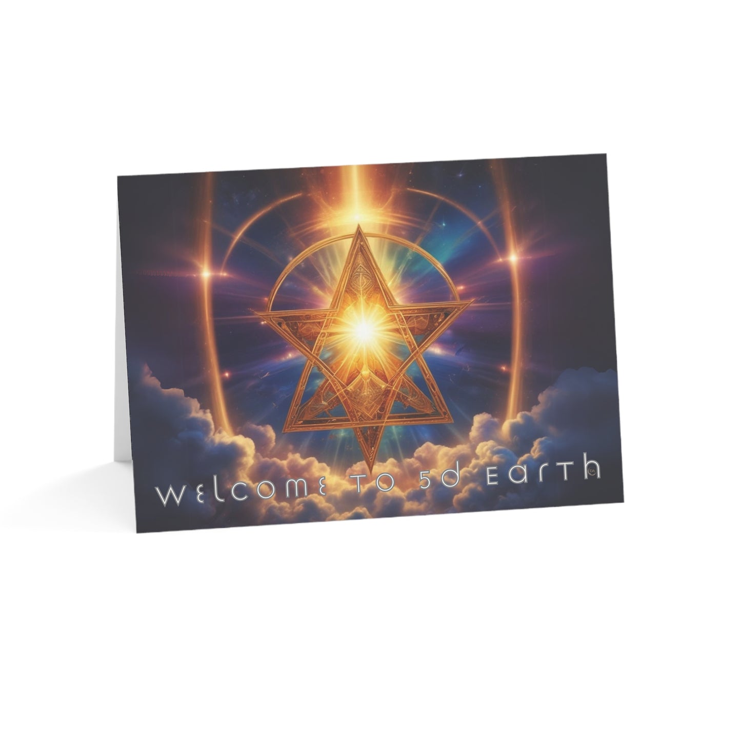 Greeting Cards (10, 30, & 50, 5" x 7" Double Coated), Earth 5D, Merkaba Art, Earth Chakra, Golden Age, Ascension, Digital Art, Christmas, Holiday Earth Day, Rumi Sufi Mystic Inspirational Poetry Quotes, Gift for Him or Her, by Divine Arts