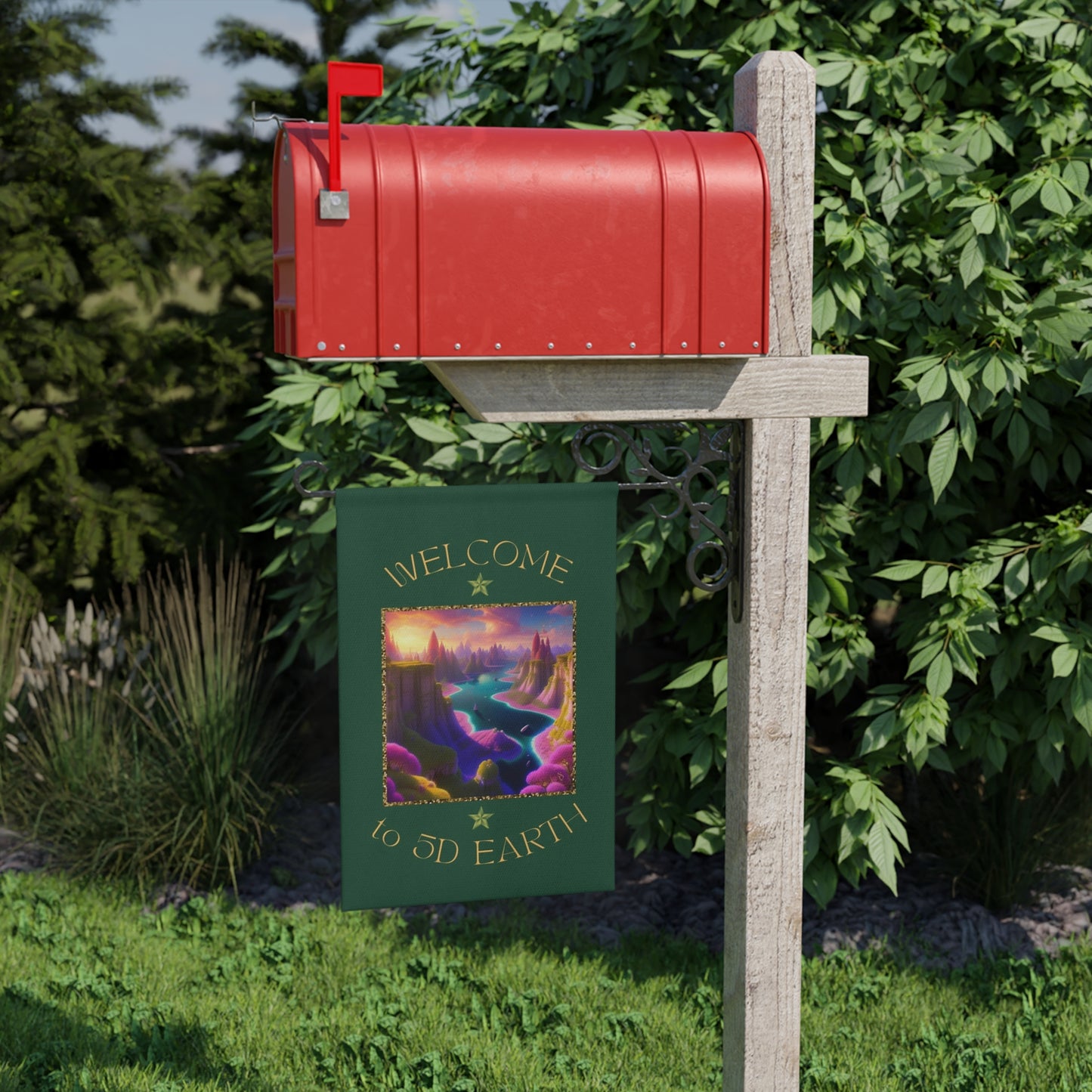 Divine Arts Garden Banner 100% Polyester 100% Weatherproof Water Resistant Fade Resistant 12" x 18" Double-Sided for Earth 5D Unity Consciousness Everyday is Earth Day Inspiration Garden Deoor Lightworker Yard Art