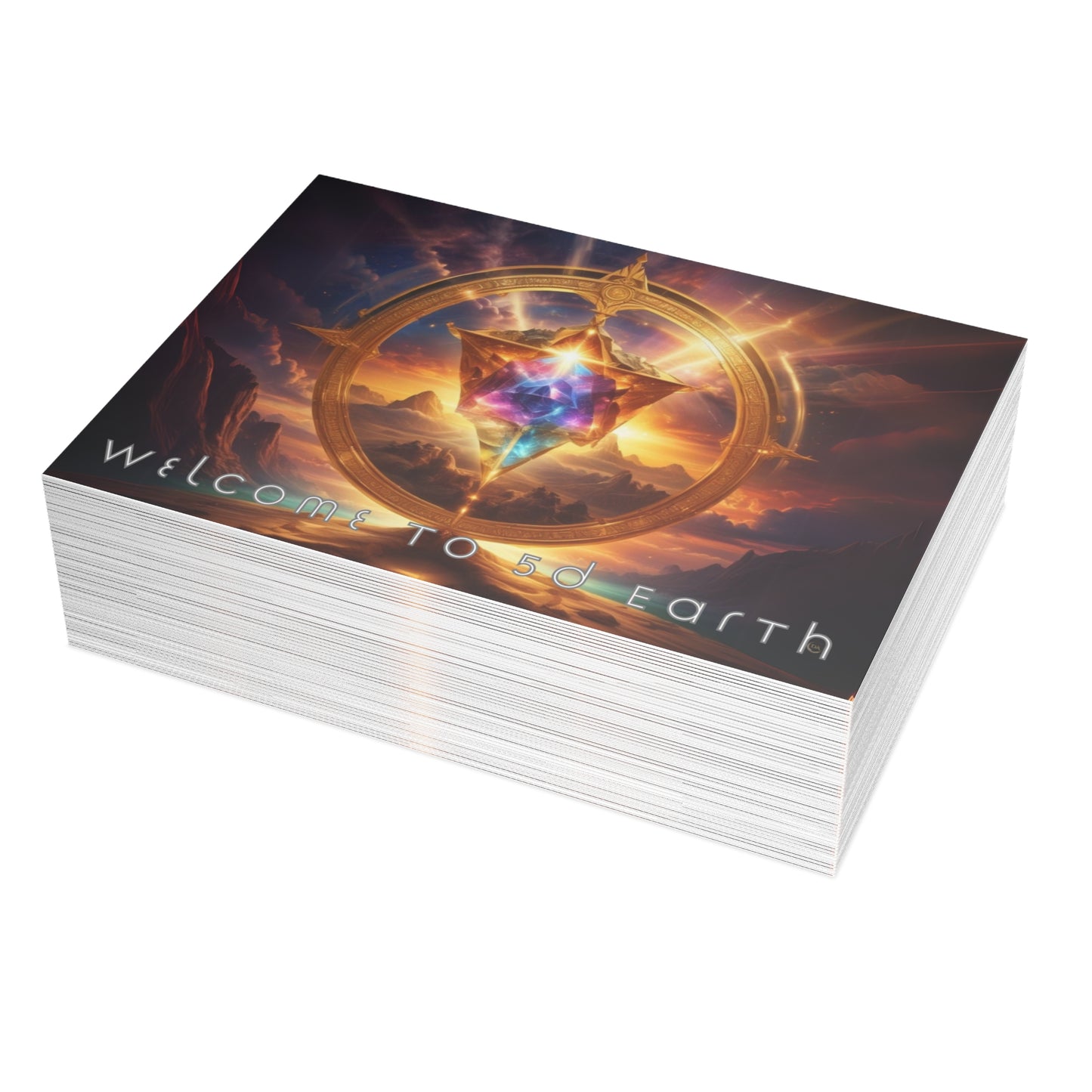 Greeting Cards (10, 30, & 50, 5" x 7" Double Coated), Earth 5D, Merkaba Art, Earth Chakra, Golden Age, Ascension, Digital Art, Christmas, Holiday Earth Day, Rumi Sufi Mystic Inspirational Poetry Quotes, Gift for Him or Her, by Divine Arts