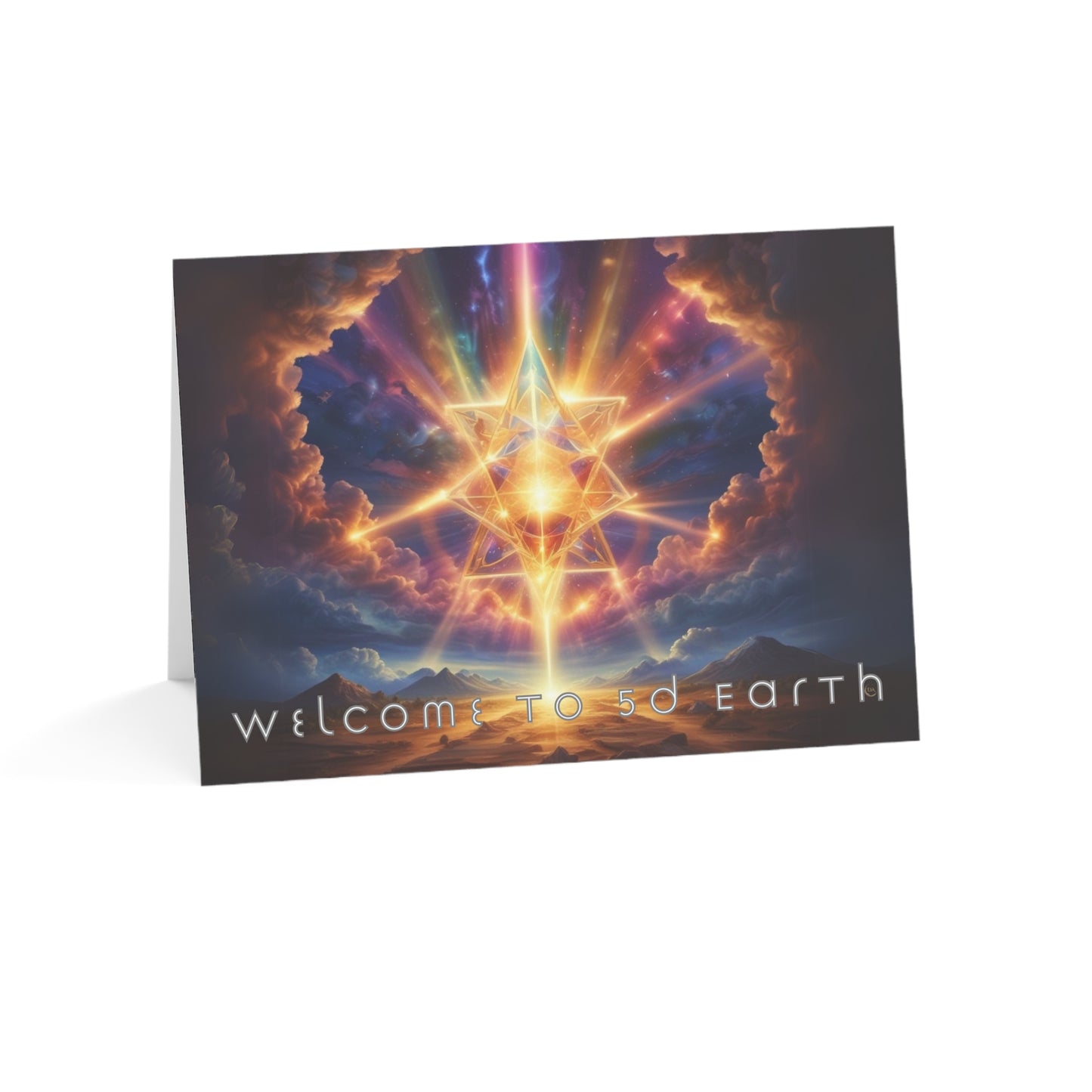 Greeting Cards (10, 30, & 50, 5" x 7" Double Coated), Earth 5D, Merkaba Art, Earth Chakra, Golden Age, Ascension, Digital Art, Christmas, Holiday Earth Day, Rumi Sufi Mystic Inspirational Poetry Quotes, Gift for Him or Her, by Divine Arts