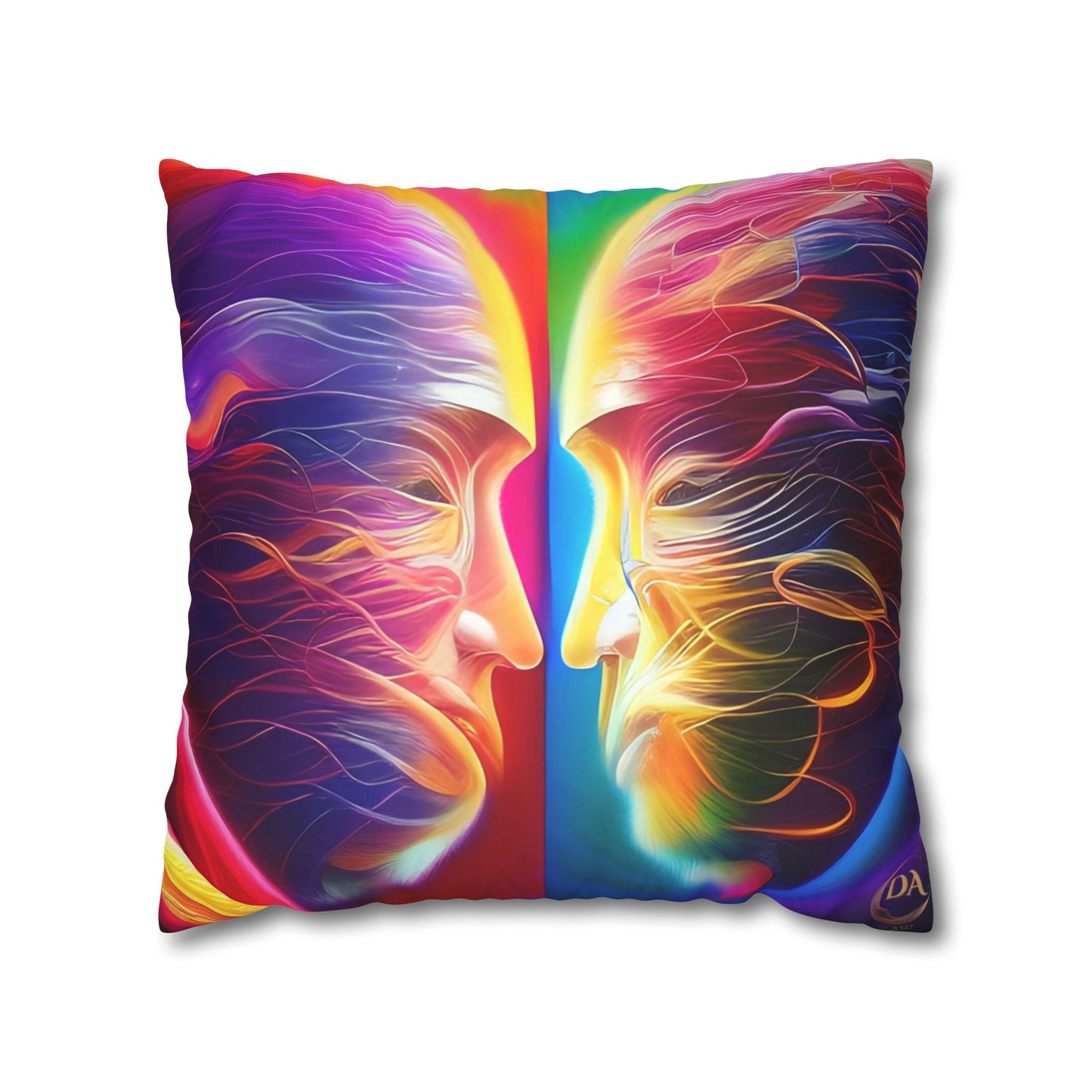 Divine Arts Psychedelic Fantasy Hierogamic Divine Union Kingdom Within Double-Sided Print Rainbow Colors Faux Suede Square Pillow Cover