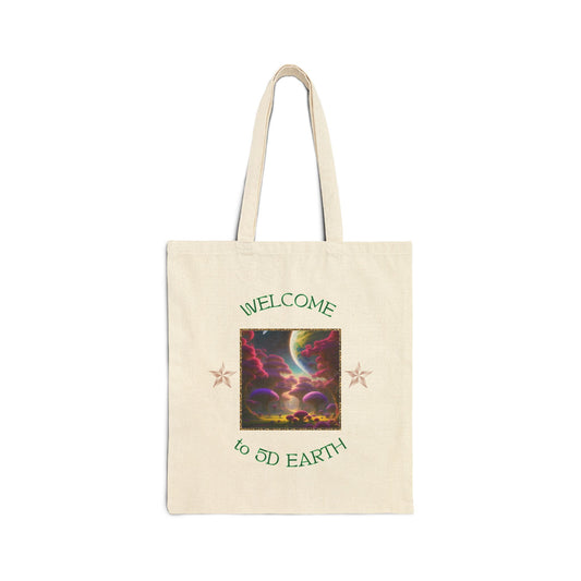 Divine Arts 100% Cotton Canvas Compact Lightweight Spiritual Fantasy Utopia Earth 5D Freedom Ascension Art Tote Bag