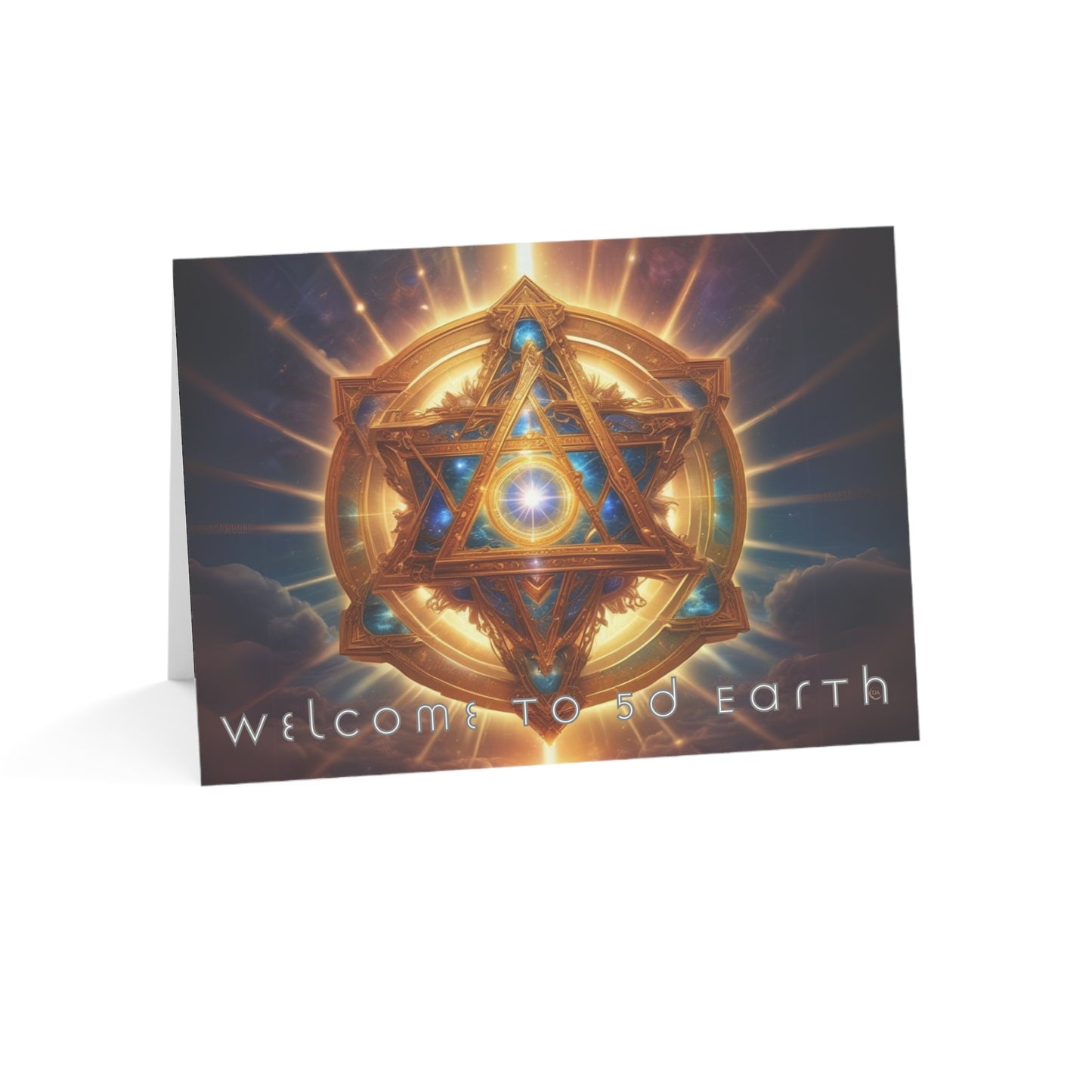 Greeting Cards (10, 30, & 50, 5" x 7" Double Coated), Earth 5D, Merkaba Art, Earth Chakra, Golden Age, Ascension, Digital Art, Christmas, Holiday Earth Day, Rumi Sufi Mystic Inspirational Poetry Quotes, Gift for Him or Her, by Divine Arts
