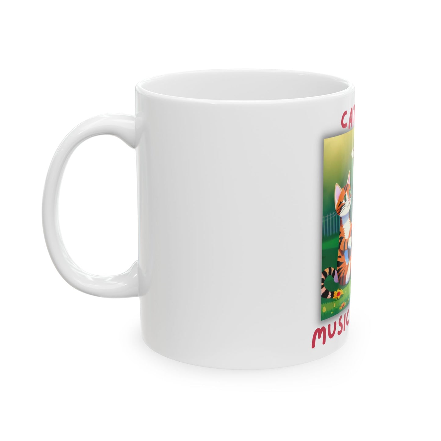 Cats Are Music & Magic Ceramic Mug (11oz & 15oz) — Cute Orange Tabby Cat Duo Coffee Cup by Divine Arts