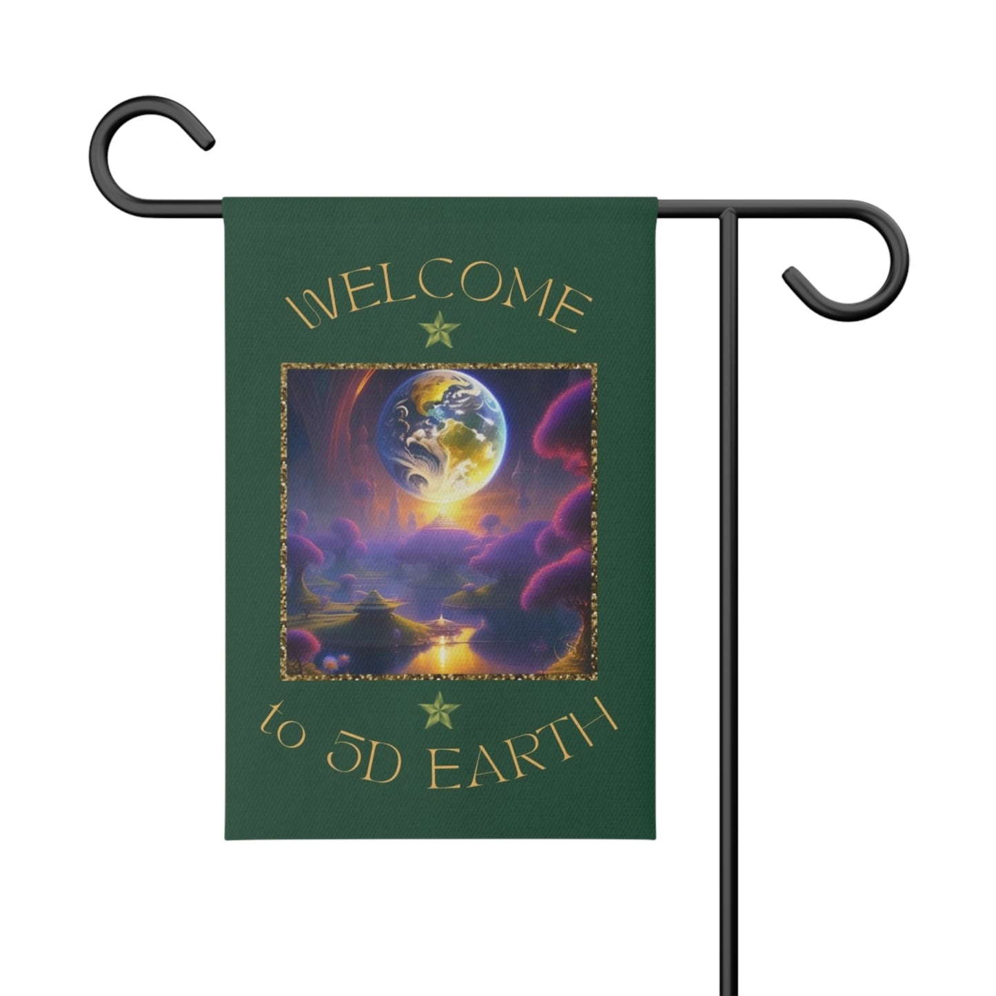 Divine Arts Garden Banner 100% Polyester 100% Weatherproof Water Resistant Fade Resistant 12" x 18" Double-Sided for Earth 5D Unity Consciousness Everyday is Earth Day Inspiration Garden Deoor Lightworker Yard Art