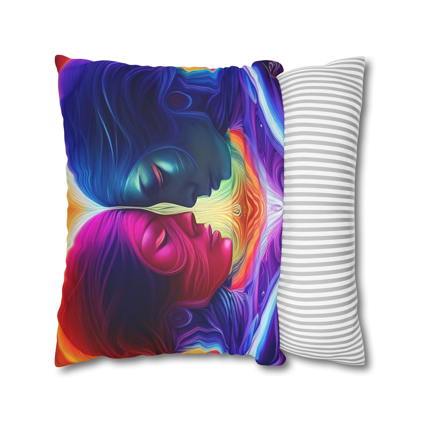 Divine Arts Psychedelic Fantasy Hierogamic Divine Union Kingdom Within Double-Sided Print Rainbow Colors Faux Suede Square Pillow Cover