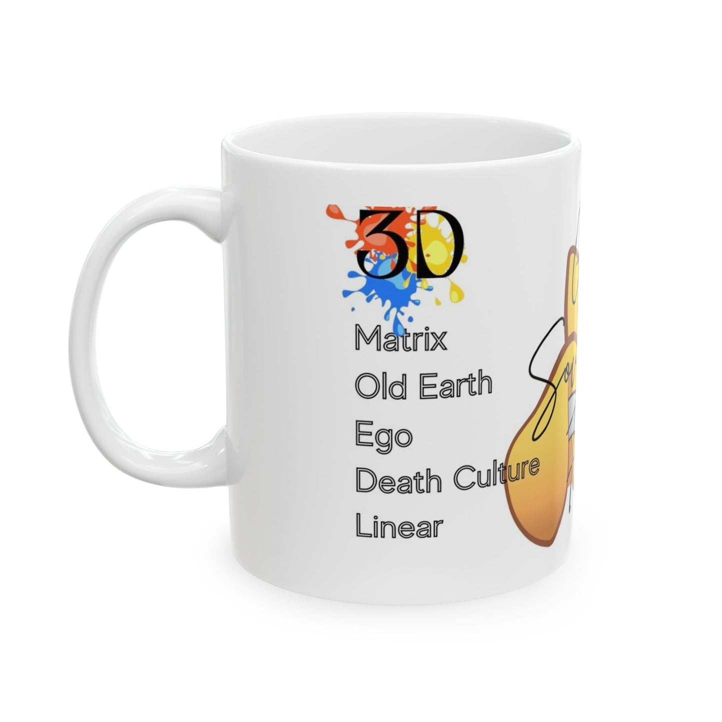 Ceramic Mug, (11oz, 15oz), 3D & 5D Comparison Earth Ascension Mug,  God Sovereign Free Divine Principles, Gift for Him or Her, Unique Boutique Holiday Christmas Birthday Gift, 5D Earth Ascension Art by Divine Arts