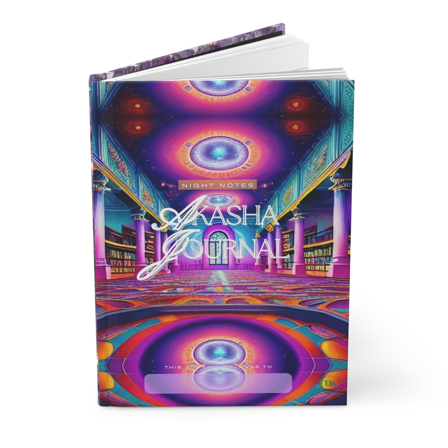 Akasha Hardcover Journal — Psychedelic Crystal Night Notes Notebook by Divine Arts