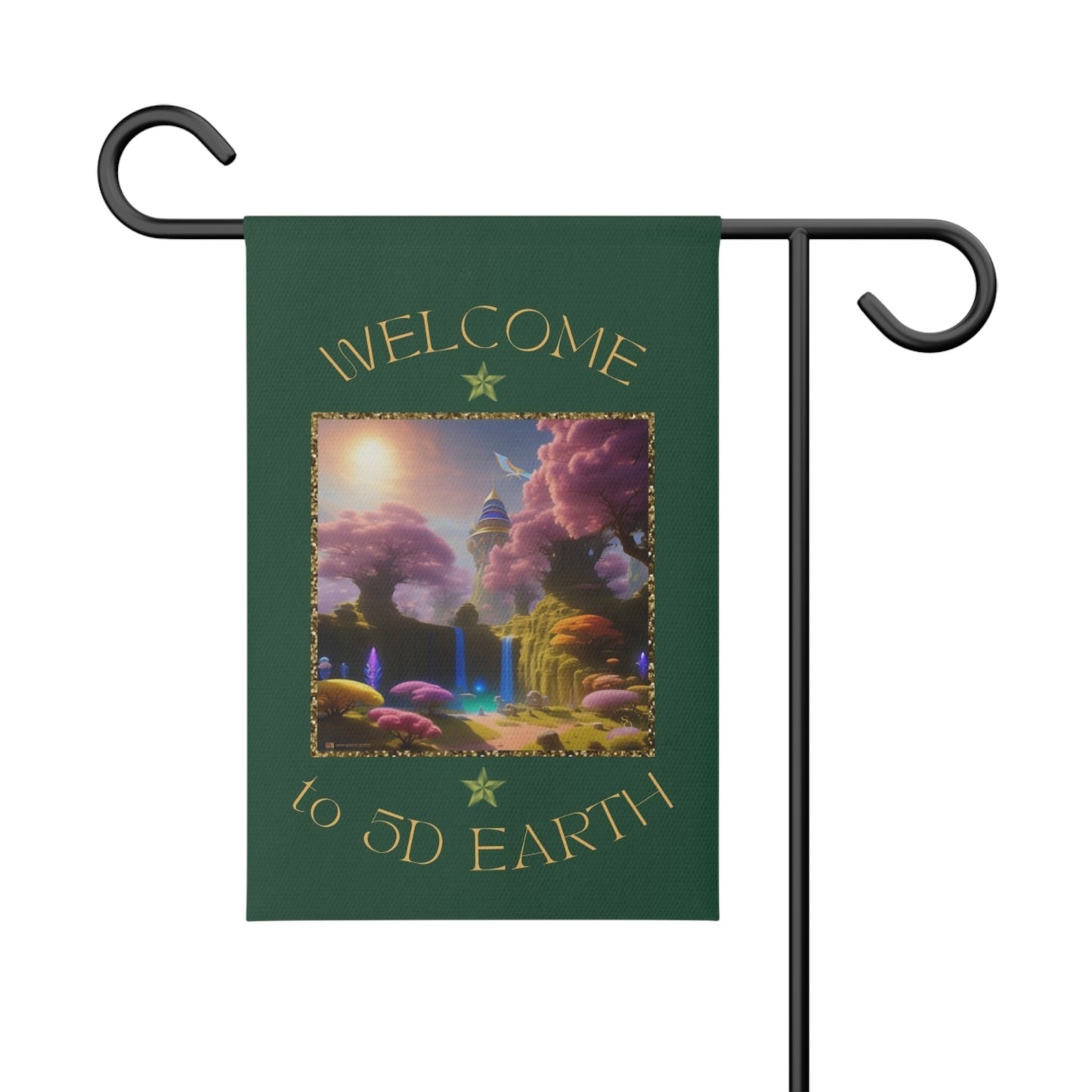Divine Arts Garden Banner 100% Polyester 100% Weatherproof Water Resistant Fade Resistant 12" x 18" Double-Sided for Earth 5D Unity Consciousness Everyday is Earth Day Inspiration Garden Deoor Lightworker Yard Art