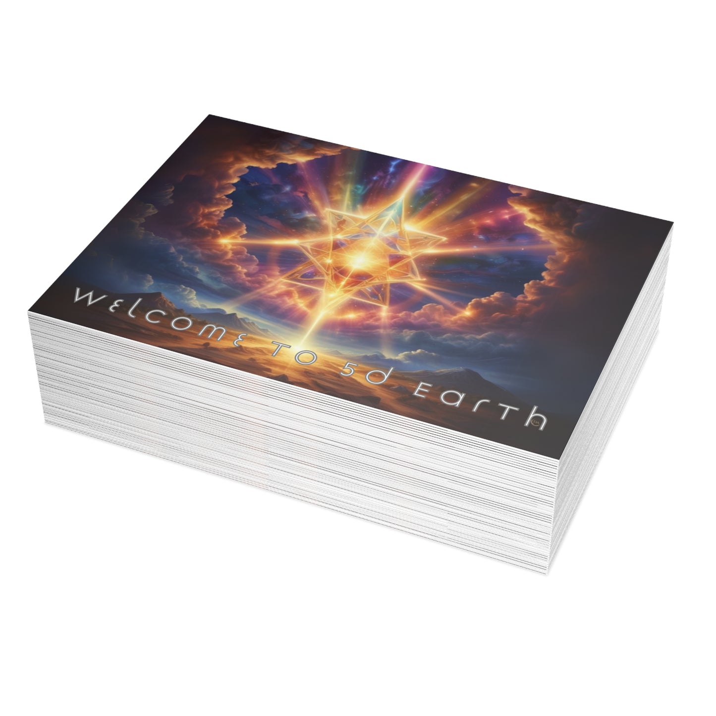 Greeting Cards (10, 30, & 50, 5" x 7" Double Coated), Earth 5D, Merkaba Art, Earth Chakra, Golden Age, Ascension, Digital Art, Christmas, Holiday Earth Day, Rumi Sufi Mystic Inspirational Poetry Quotes, Gift for Him or Her, by Divine Arts