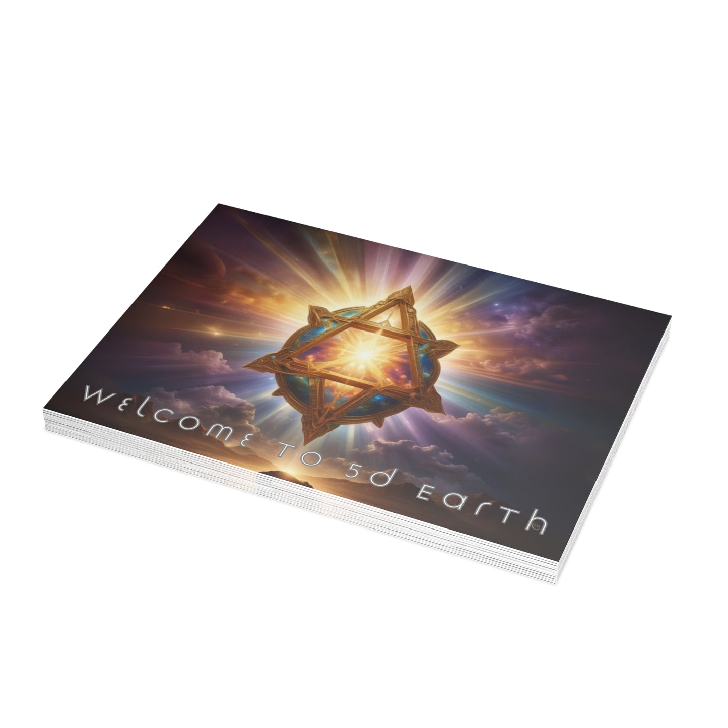 Greeting Cards (10, 30, & 50, 5" x 7" Double Coated), Earth 5D, Merkaba Art, Earth Chakra, Golden Age, Ascension, Digital Art, Christmas, Holiday Earth Day, Rumi Sufi Mystic Inspirational Poetry Quotes, Gift for Him or Her, by Divine Arts