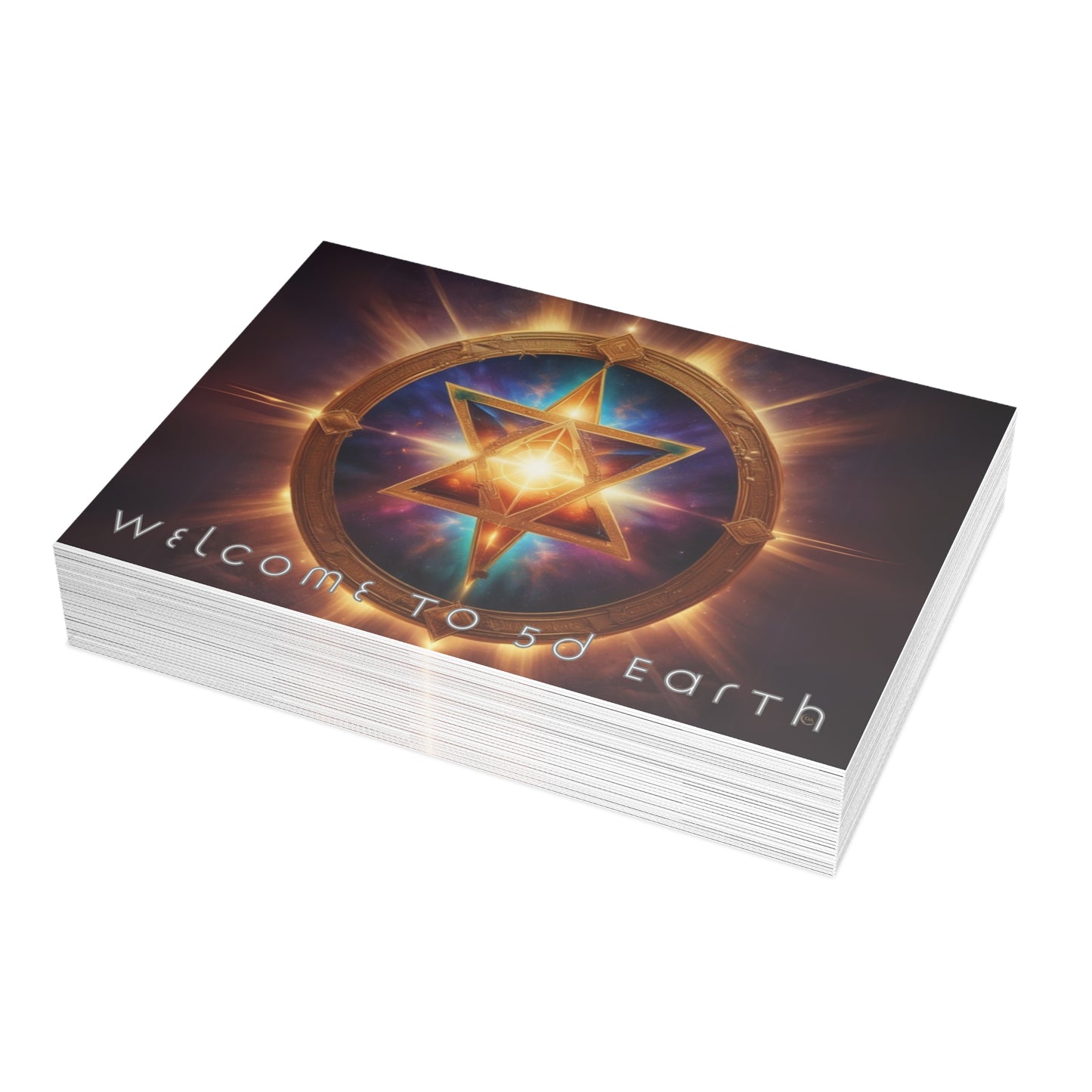 Greeting Cards (10, 30, & 50, 5" x 7" Double Coated), Earth 5D, Merkaba Art, Earth Chakra, Golden Age, Ascension, Digital Art, Christmas, Holiday Earth Day, Rumi Sufi Mystic Inspirational Poetry Quotes, Gift for Him or Her, by Divine Arts
