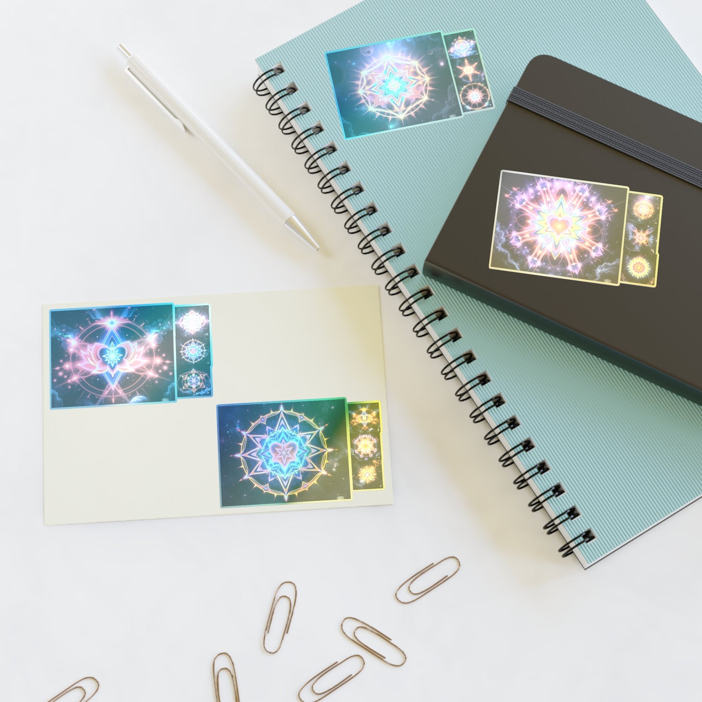 Kaleidoscope Sticker Sheet (6 x 4) - Colorful Cosmic Galaxy Merkaba Lotus Art Psychedelic Sacred Geometry Decals by Divine Arts