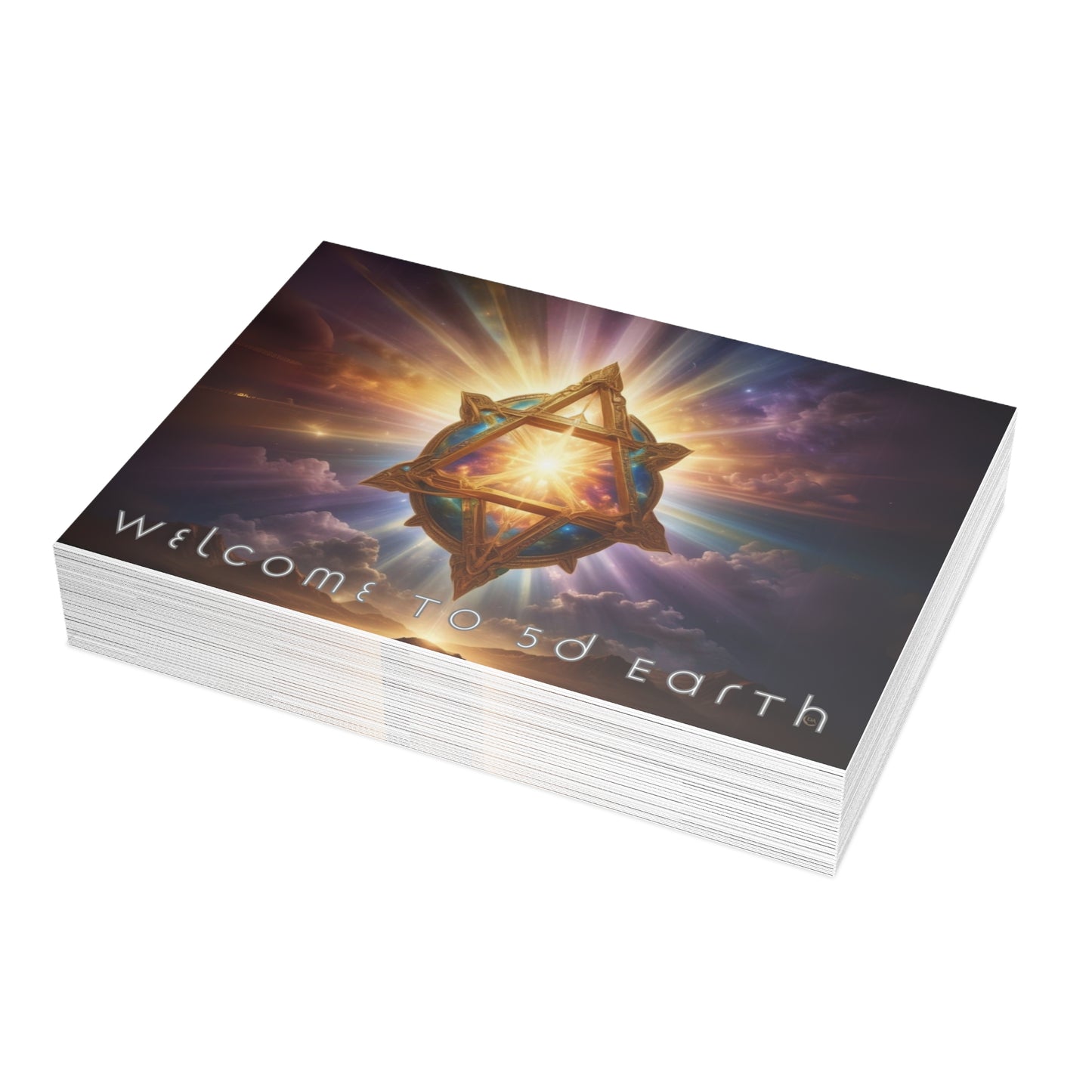 Greeting Cards (10, 30, & 50, 5" x 7" Double Coated), Earth 5D, Merkaba Art, Earth Chakra, Golden Age, Ascension, Digital Art, Christmas, Holiday Earth Day, Rumi Sufi Mystic Inspirational Poetry Quotes, Gift for Him or Her, by Divine Arts