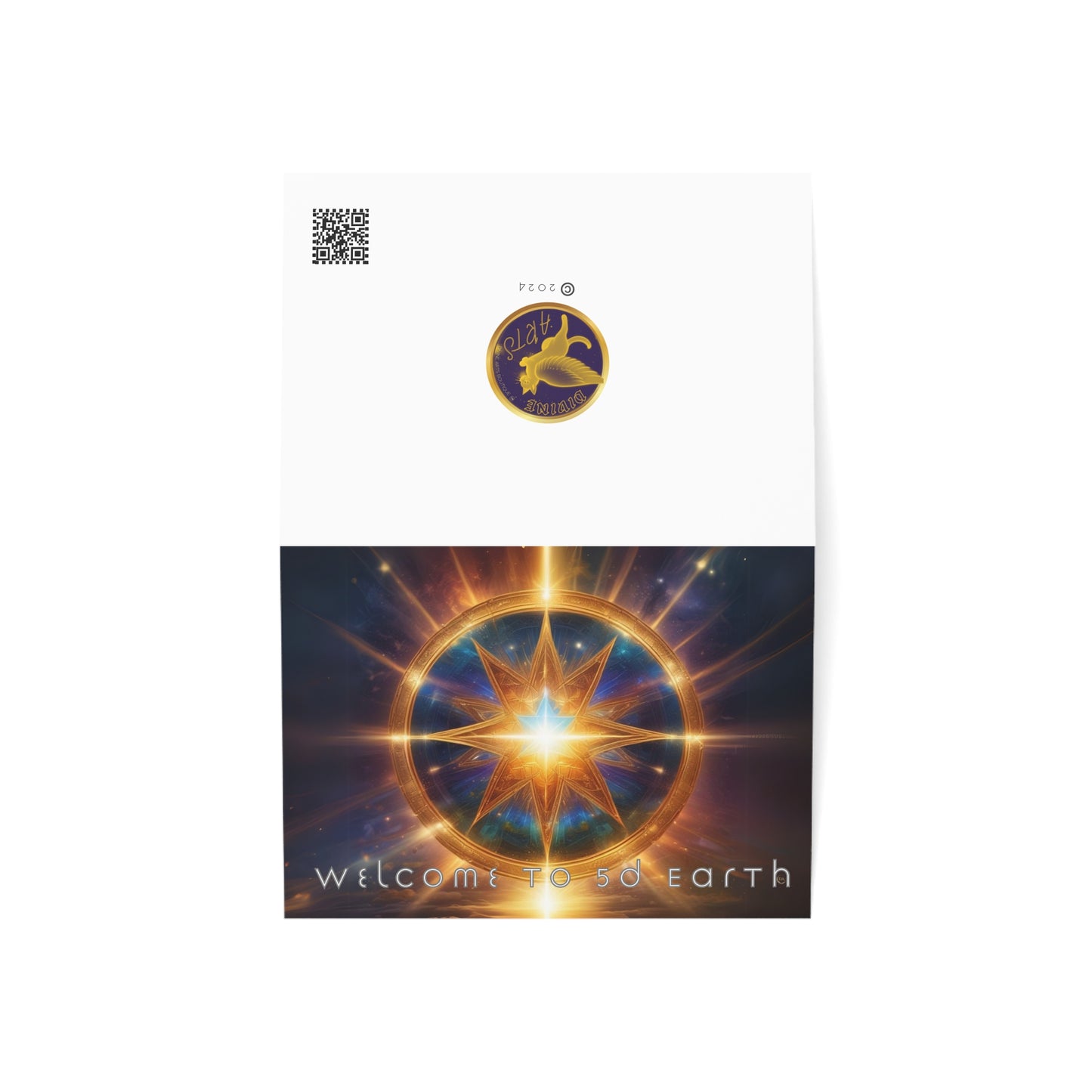 Greeting Cards (10, 30, & 50, 5" x 7" Double Coated), Earth 5D, Merkaba Art, Earth Chakra, Golden Age, Ascension, Digital Art, Christmas, Holiday Earth Day, Rumi Sufi Mystic Inspirational Poetry Quotes, Gift for Him or Her, by Divine Arts