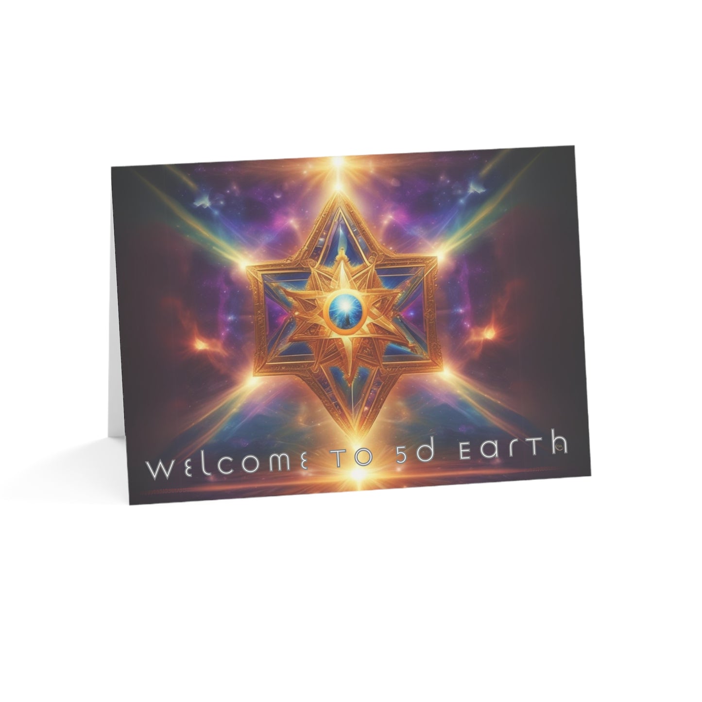 Greeting Cards (10, 30, & 50, 5" x 7" Double Coated), Earth 5D, Merkaba Art, Earth Chakra, Golden Age, Ascension, Digital Art, Christmas, Holiday Earth Day, Rumi Sufi Mystic Inspirational Poetry Quotes, Gift for Him or Her, by Divine Arts