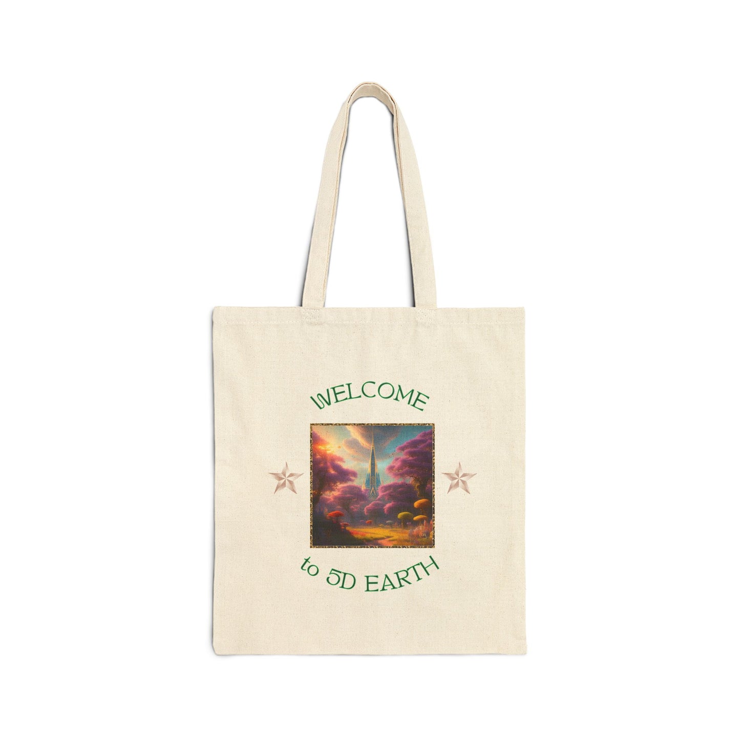 Divine Arts 100% Cotton Canvas Compact Lightweight Spiritual Fantasy Utopia Earth 5D Freedom Ascension Art Tote Bag