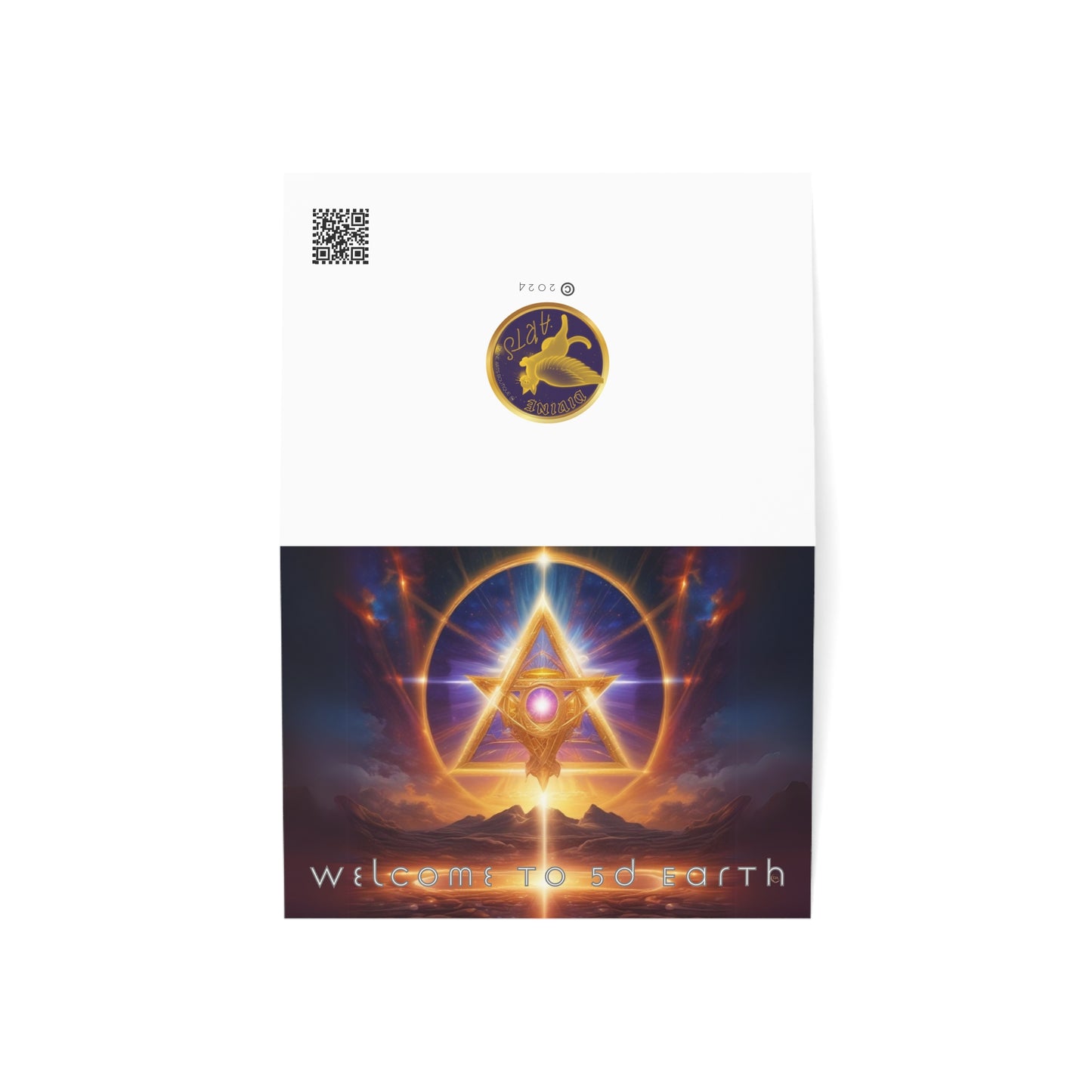 Greeting Cards (10, 30, & 50, 5" x 7" Double Coated), Earth 5D, Merkaba Art, Earth Chakra, Golden Age, Ascension, Digital Art, Christmas, Holiday Earth Day, Rumi Sufi Mystic Inspirational Poetry Quotes, Gift for Him or Her, by Divine Arts