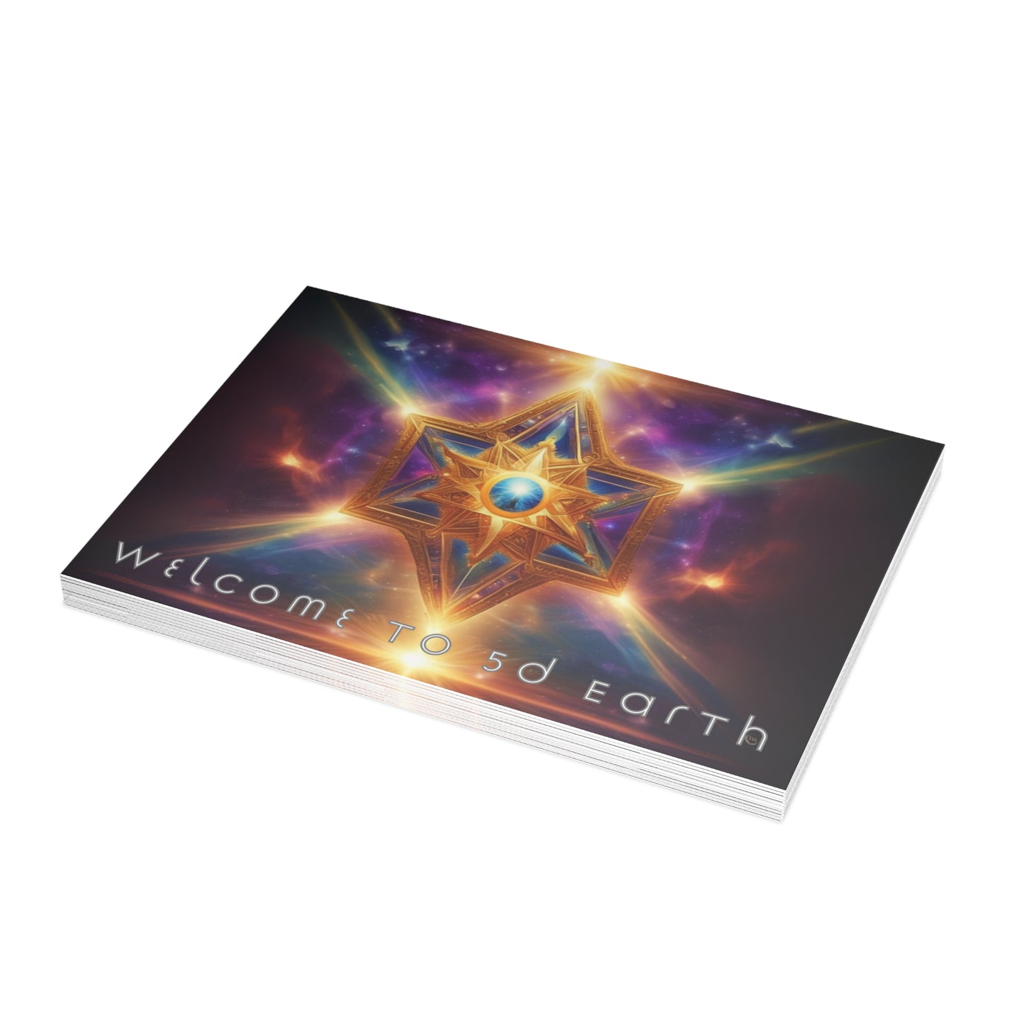 Greeting Cards (10, 30, & 50, 5" x 7" Double Coated), Earth 5D, Merkaba Art, Earth Chakra, Golden Age, Ascension, Digital Art, Christmas, Holiday Earth Day, Rumi Sufi Mystic Inspirational Poetry Quotes, Gift for Him or Her, by Divine Arts