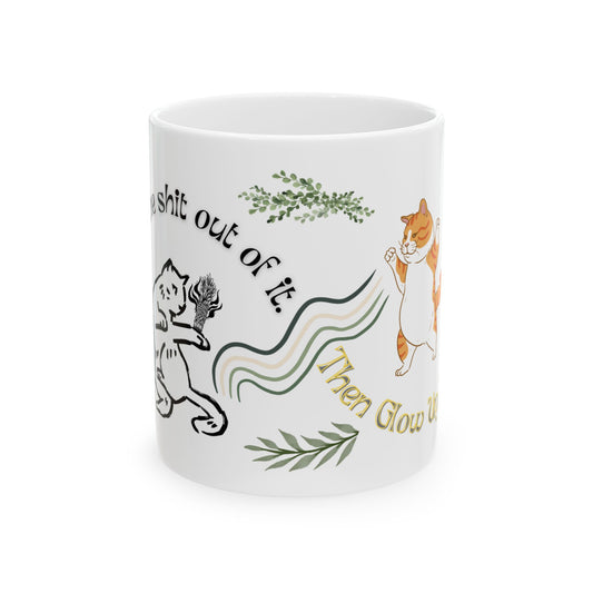 Ceramic Cat Mug, (11oz, 15oz) Cat Lover Spiritual Gangster Sage for Divine Protection, Gift for Him or Her, Unique Boutique Holiday Christmas Spiritual Birthday Gift, 5D Earth Art by Divine Arts