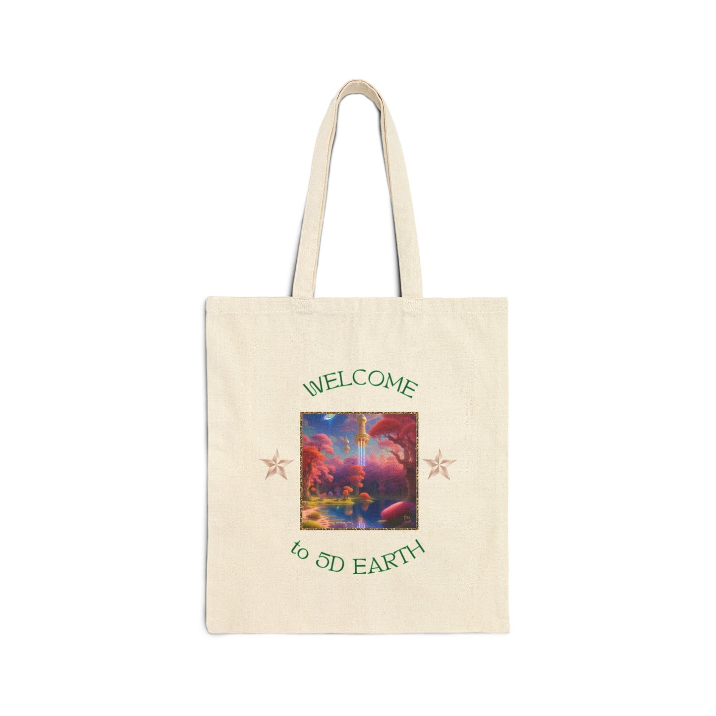 Divine Arts 100% Cotton Canvas Compact Lightweight Spiritual Fantasy Utopia Earth 5D Freedom Ascension Art Tote Bag