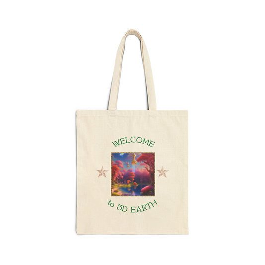 Divine Arts 100% Cotton Canvas Compact Lightweight Spiritual Fantasy Utopia Earth 5D Freedom Ascension Art Tote Bag