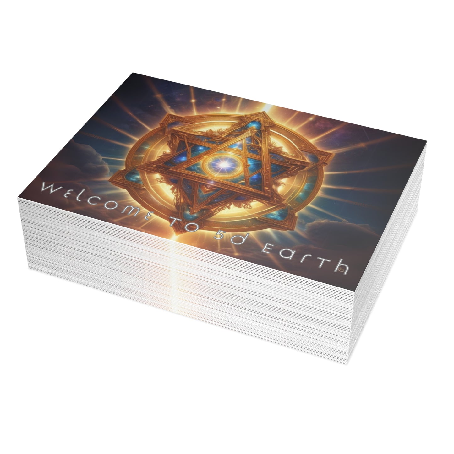 Greeting Cards (10, 30, & 50, 5" x 7" Double Coated), Earth 5D, Merkaba Art, Earth Chakra, Golden Age, Ascension, Digital Art, Christmas, Holiday Earth Day, Rumi Sufi Mystic Inspirational Poetry Quotes, Gift for Him or Her, by Divine Arts