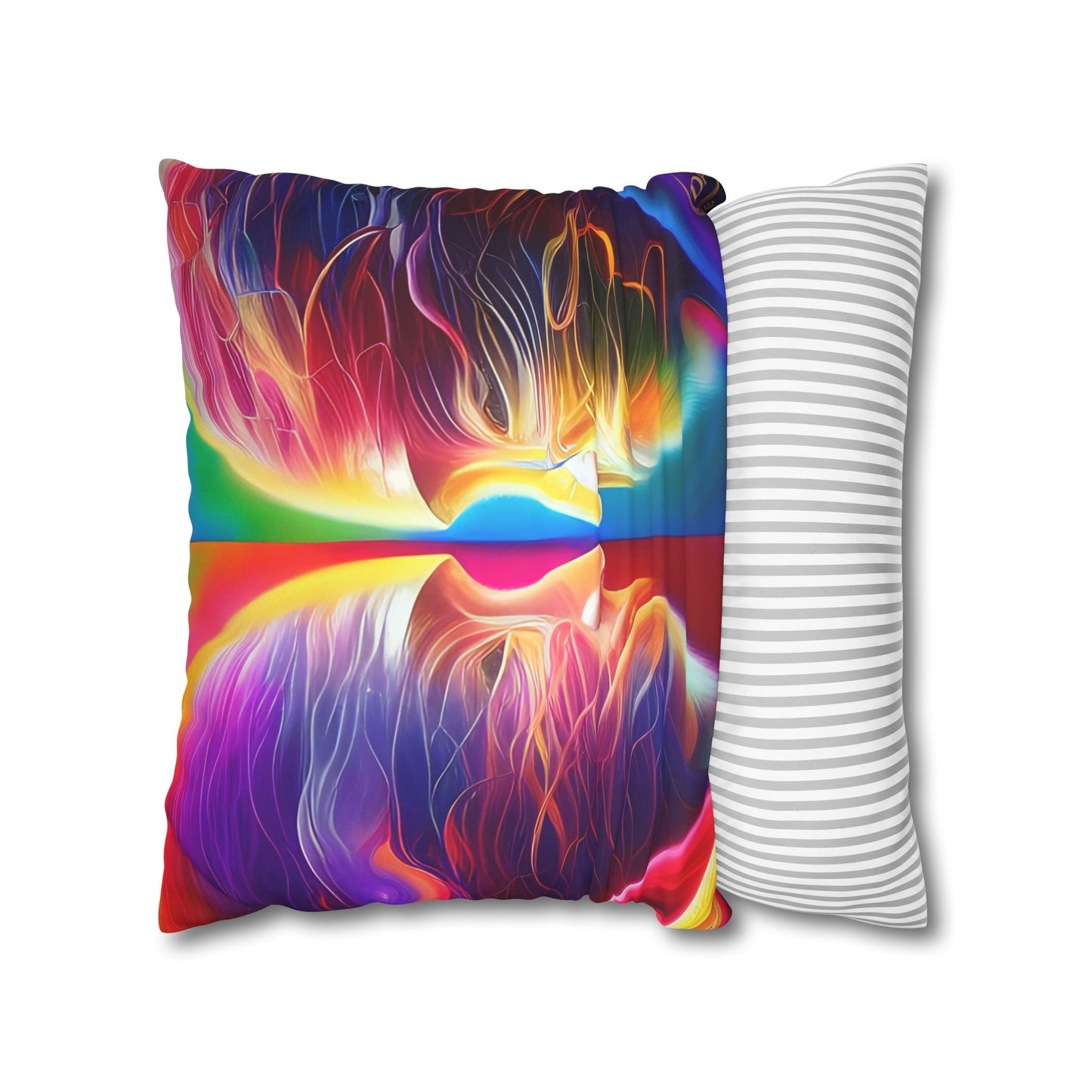 Divine Arts Psychedelic Fantasy Hierogamic Divine Union Kingdom Within Double-Sided Print Rainbow Colors Faux Suede Square Pillow Cover