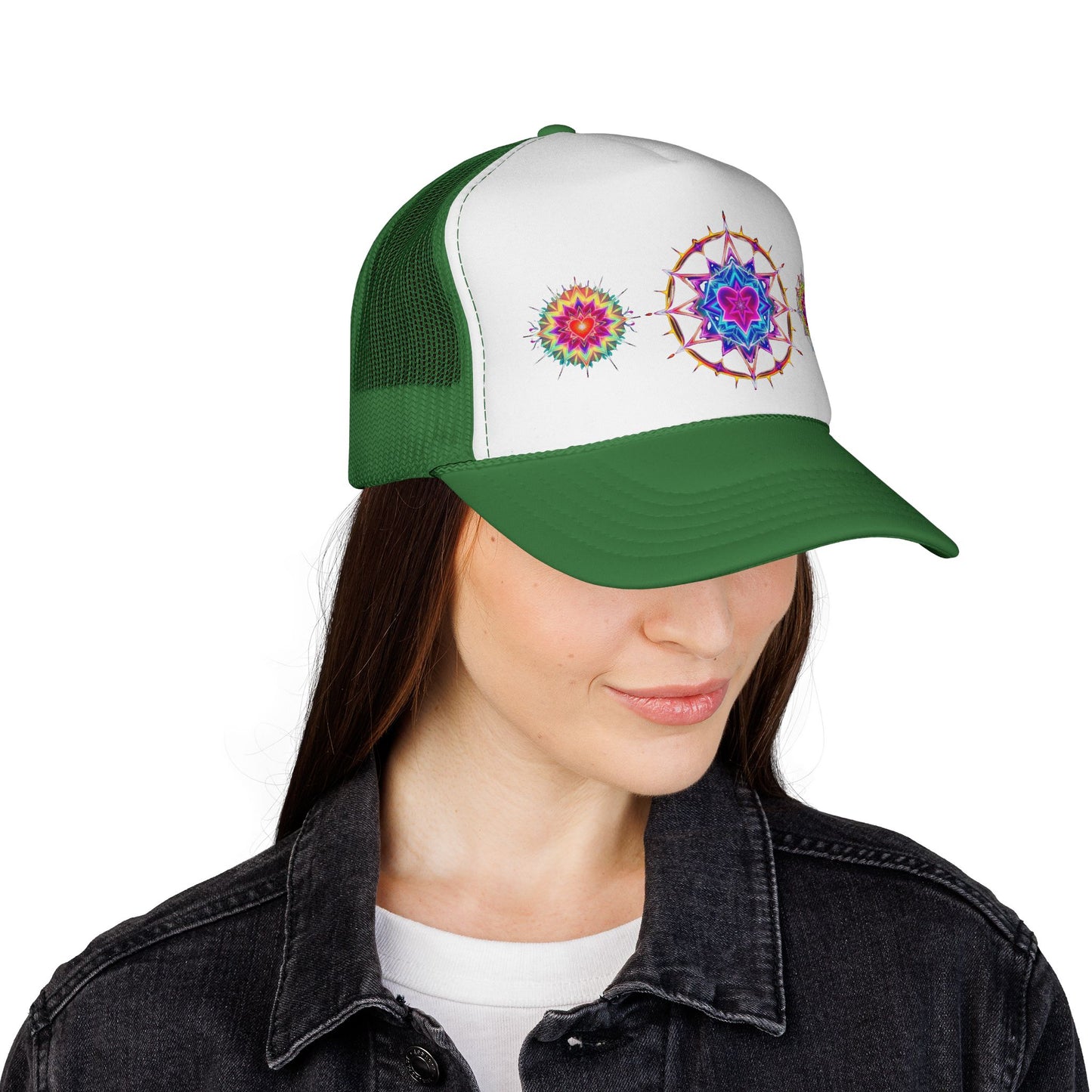 Psychedelic Sacred Geometry Galaxy Light Body Merkaba Trucker Cap by Divine Arts
