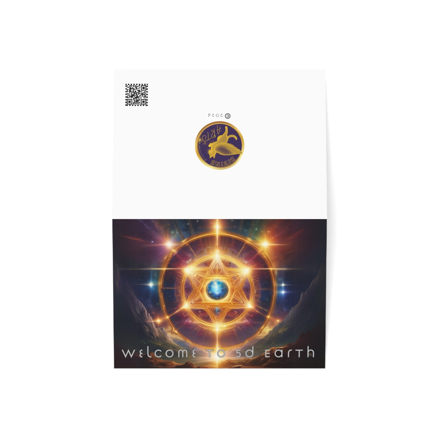 Greeting Cards (10, 30, & 50, 5" x 7" Double Coated), Earth 5D, Merkaba Art, Earth Chakra, Golden Age, Ascension, Digital Art, Christmas, Holiday Earth Day, Rumi Sufi Mystic Inspirational Poetry Quotes, Gift for Him or Her, by Divine Arts