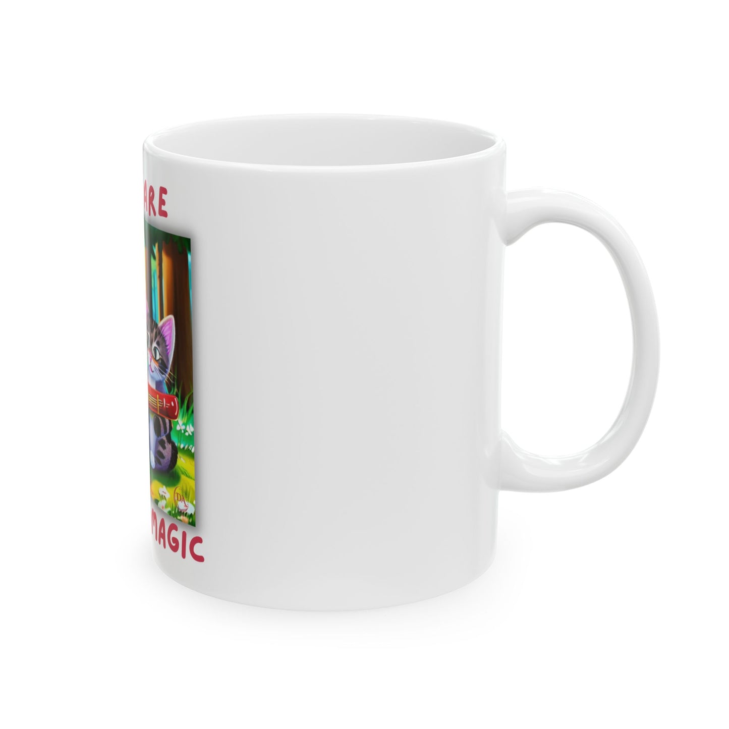 Cats Are Music & Magic Mug (11oz/15oz) — Cute Kittens Playing Guitar Coffee Cup by Divine Arts