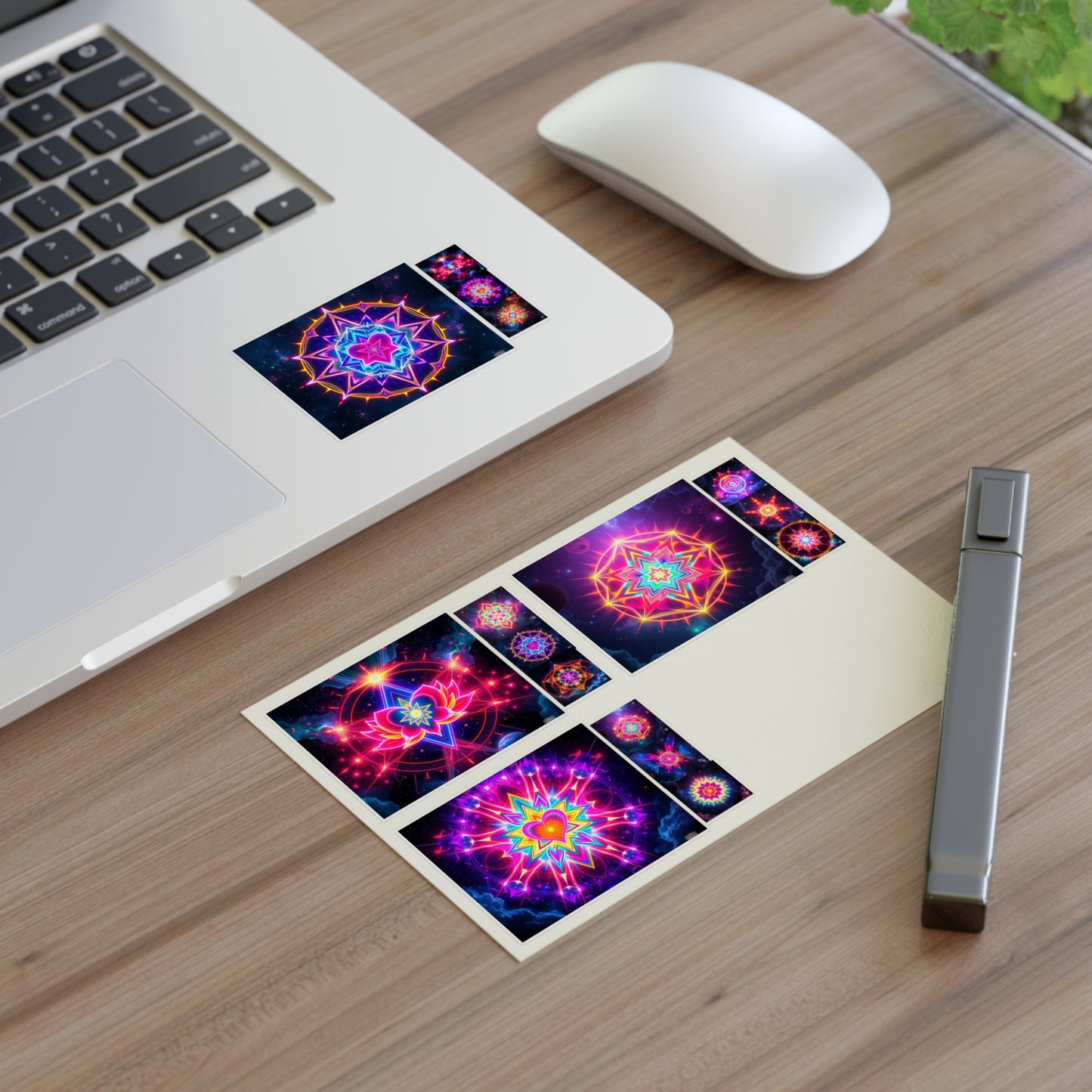 Kaleidoscope Sticker Sheet (6 x 4) - Colorful Cosmic Galaxy Merkaba Lotus Art Psychedelic Sacred Geometry Decals by Divine Arts