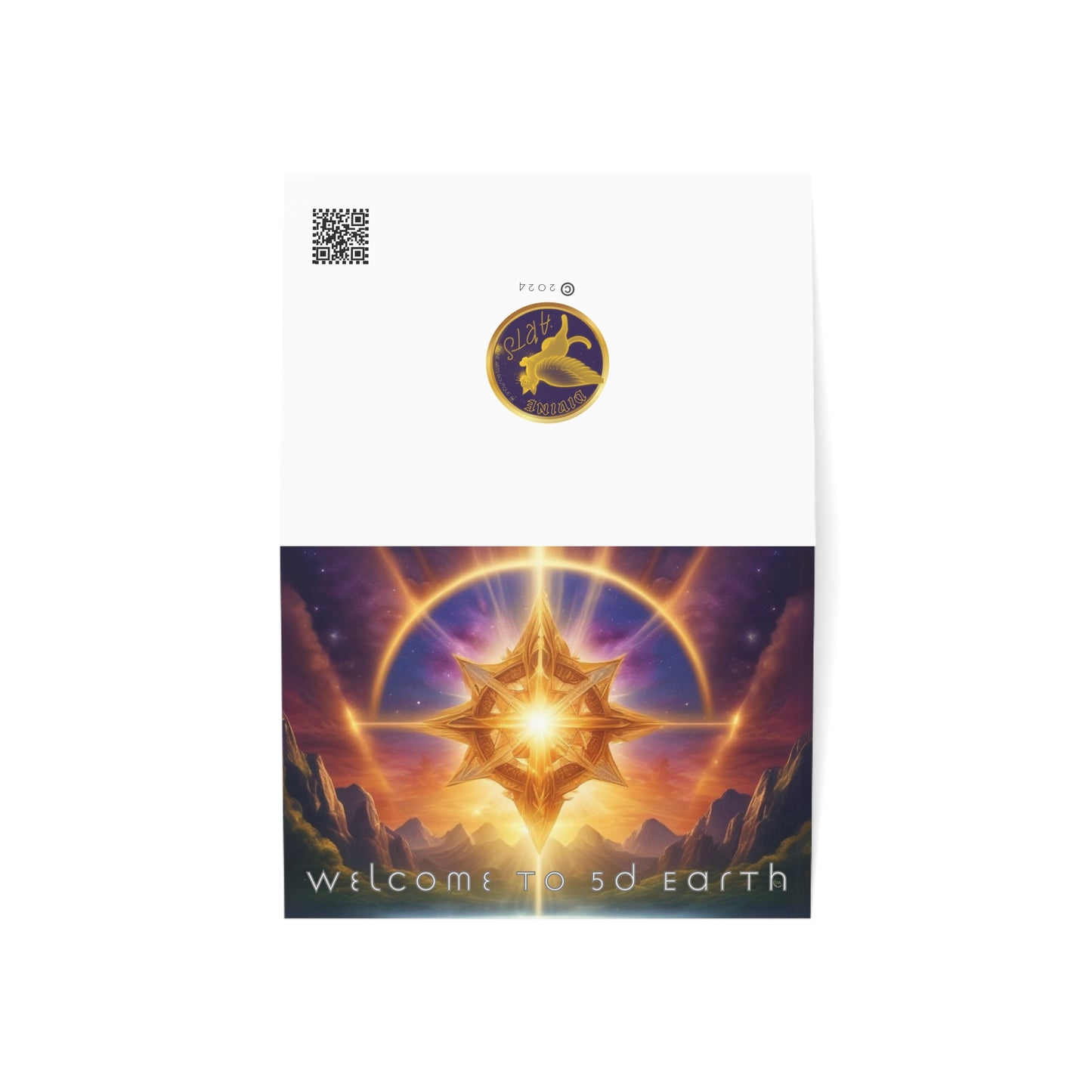 Greeting Cards (10, 30, & 50, 5" x 7" Double Coated), Earth 5D, Merkaba Art, Earth Chakra, Golden Age, Ascension, Digital Art, Christmas, Holiday Earth Day, Rumi Sufi Mystic Inspirational Poetry Quotes, Gift for Him or Her, by Divine Arts
